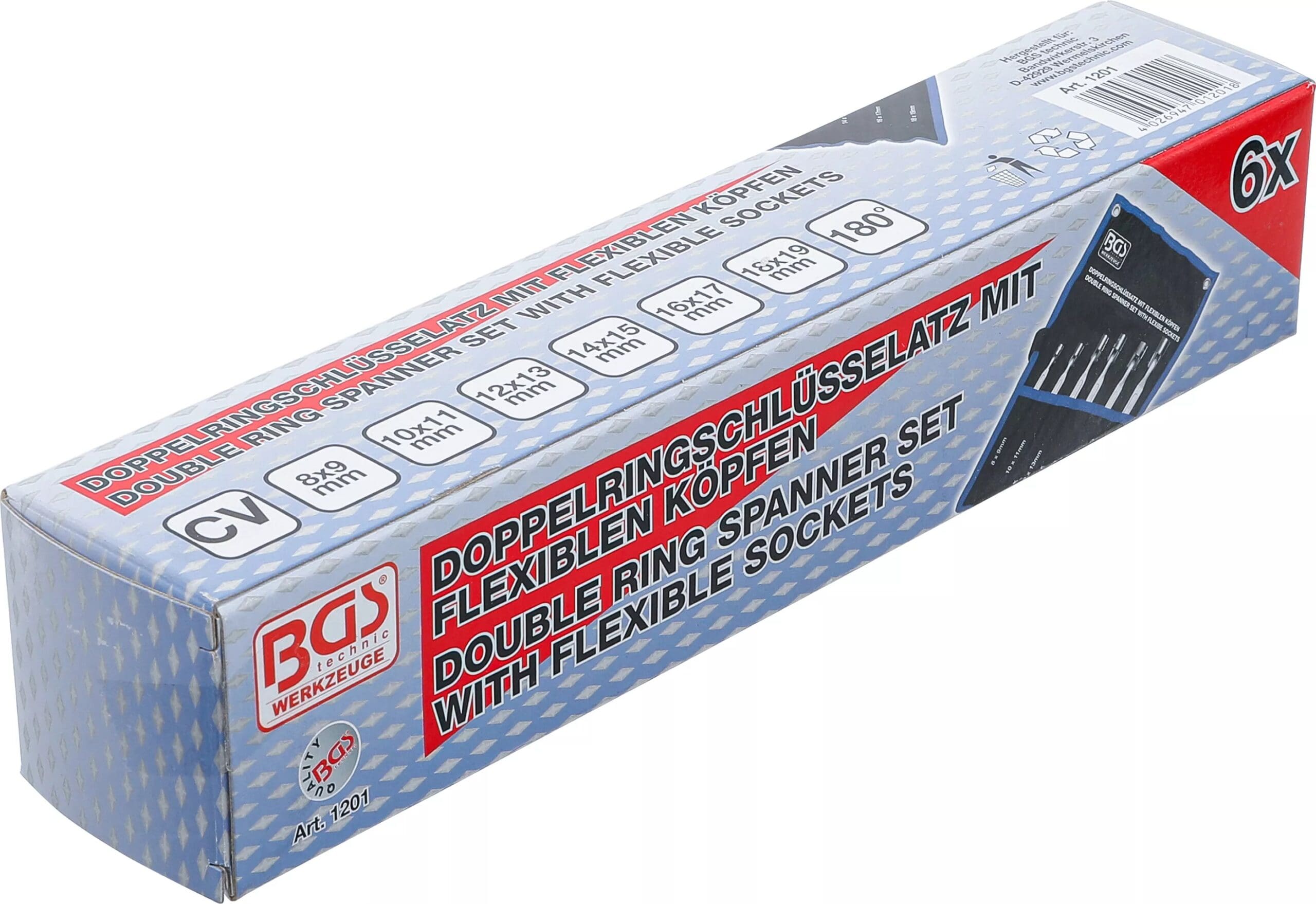 BGS technic Jeu de clés à œil doubles tête orientable | 6 pièces BGS technic Jeu de clés à œil doubles tête orientable | 6 pièces