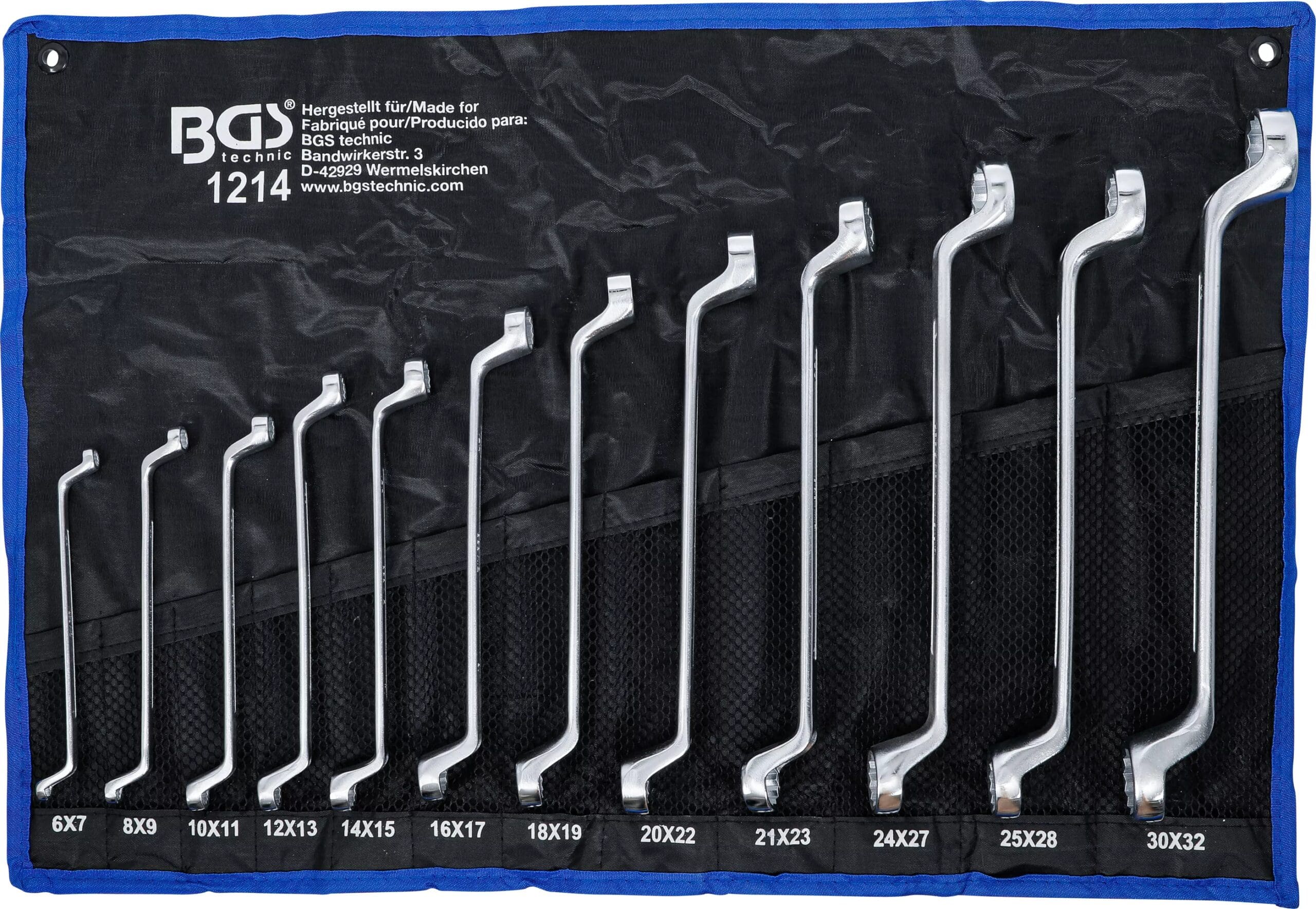 BGS technic Jeu de clés à œil doubles | coudées | 6 x 7 - 30 x 32 mm | 12 pièces