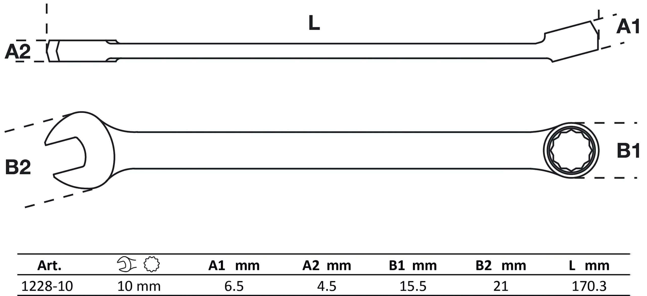 BGS technic Clé mixte | extra longues | 10 mm BGS technic Clé mixte | extra longues | 10 mm
