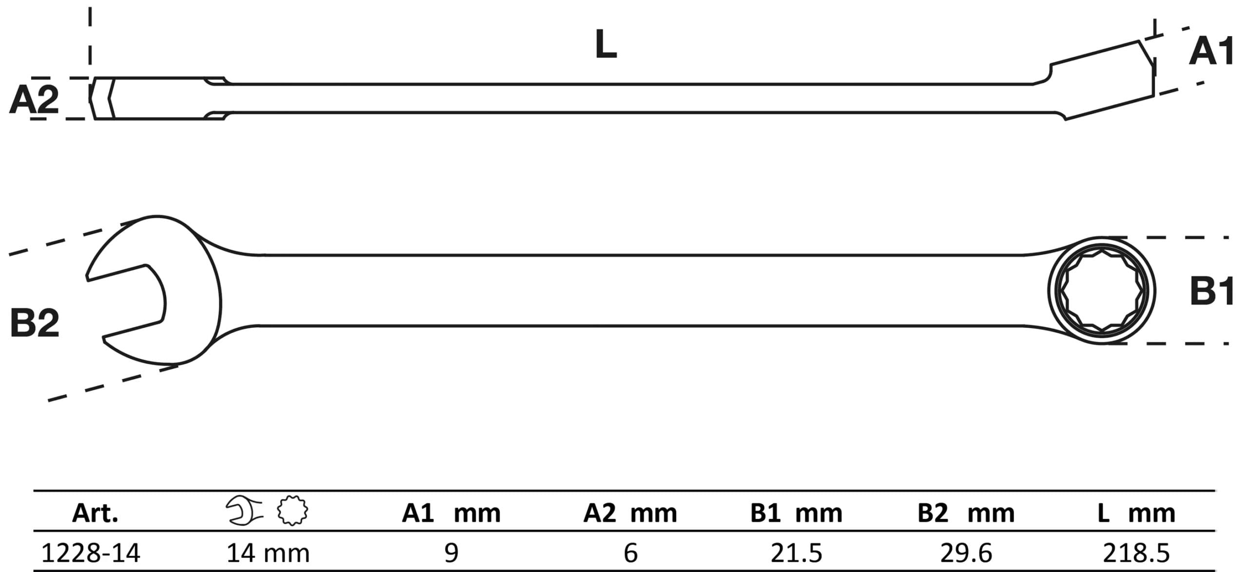 BGS technic Clé mixte | extra longue | 14 mm BGS technic Clé mixte | extra longue | 14 mm