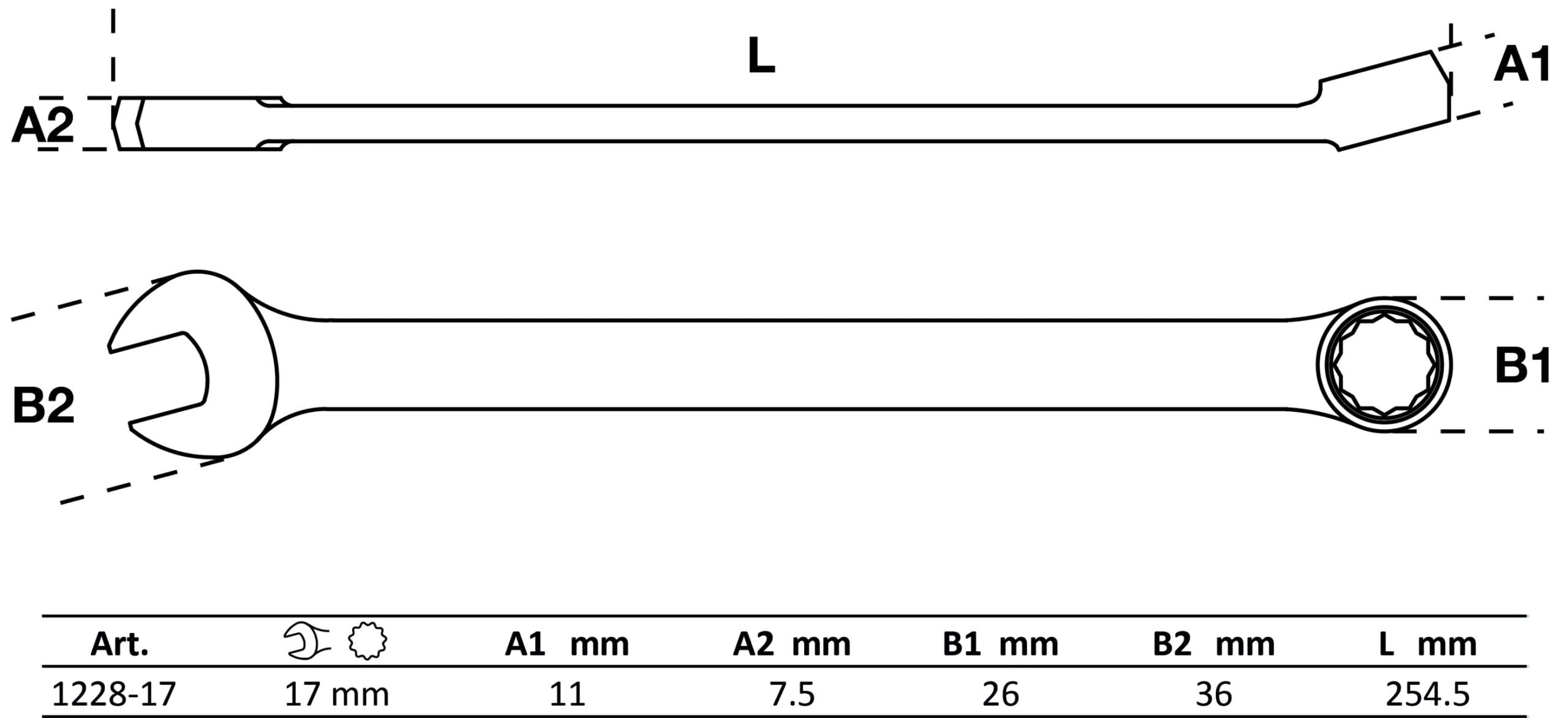 BGS technic Clé mixte | extra longues | 17 mm BGS technic Clé mixte | extra longues | 17 mm