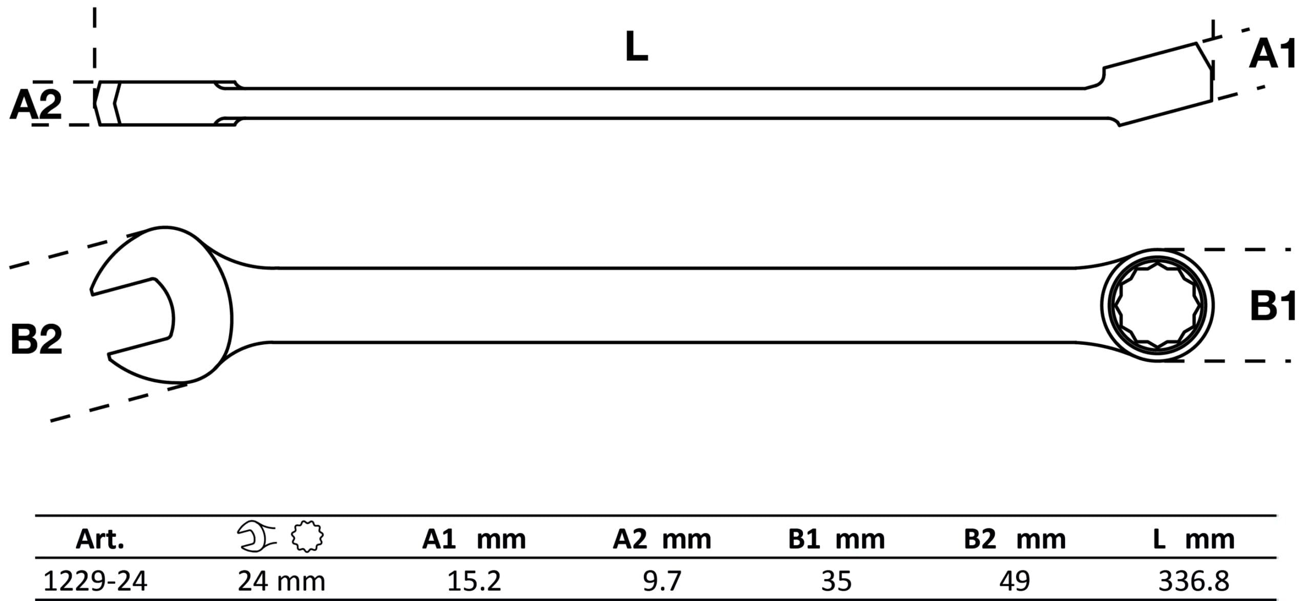 BGS technic Clé mixte | extra longue | 24 mm BGS technic Clé mixte | extra longue | 24 mm