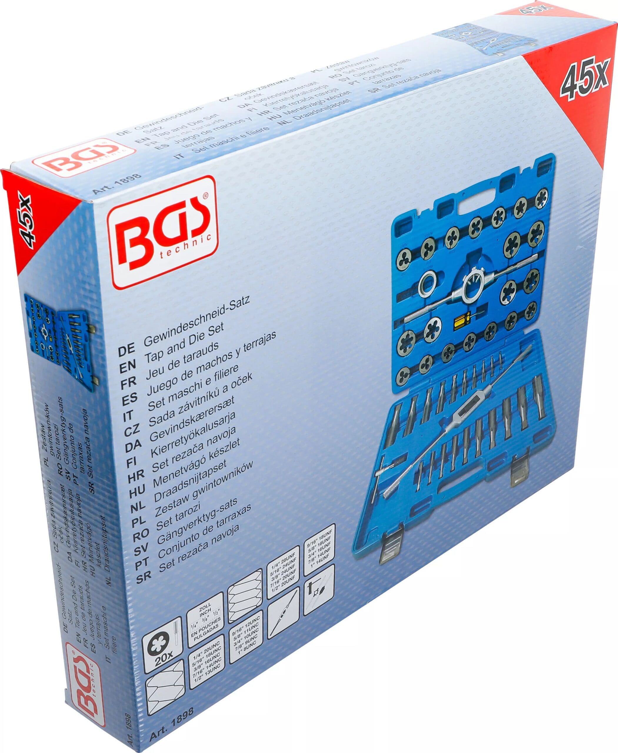 BGS technic Jeu de tarauds | en pouces | 1/4" - 1" | 45 pièces BGS technic Jeu de tarauds | en pouces | 1/4" - 1" | 45 pièces