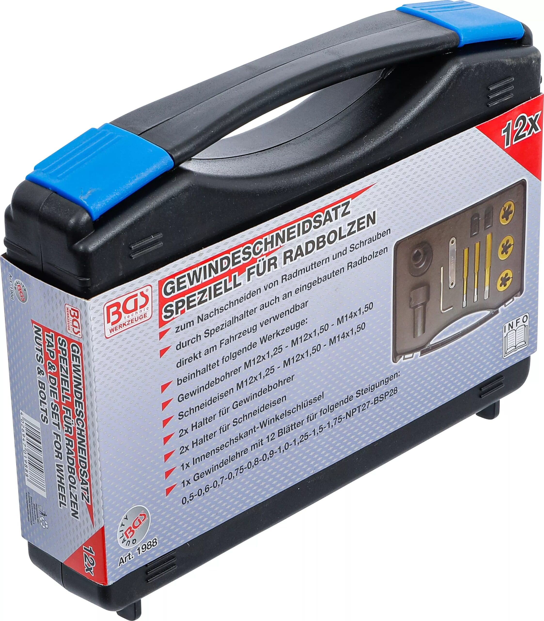 BGS technic Jeu de forets et filières pour écrous et boulons de roues | 12 pièces BGS technic Jeu de forets et filières pour écrous et boulons de roues | 12 pièces