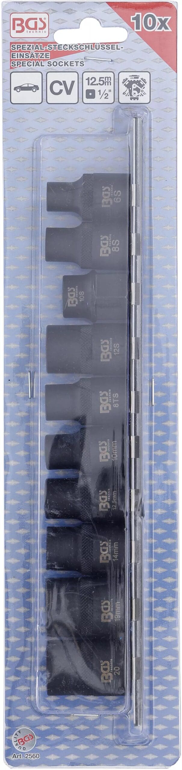 BGS technic Jeu de douilles spéciales automobiles | 3 - 5 - 6 - 10 pans | 10 pièces BGS technic Jeu de douilles spéciales automobiles | 3 - 5 - 6 - 10 pans | 10 pièces