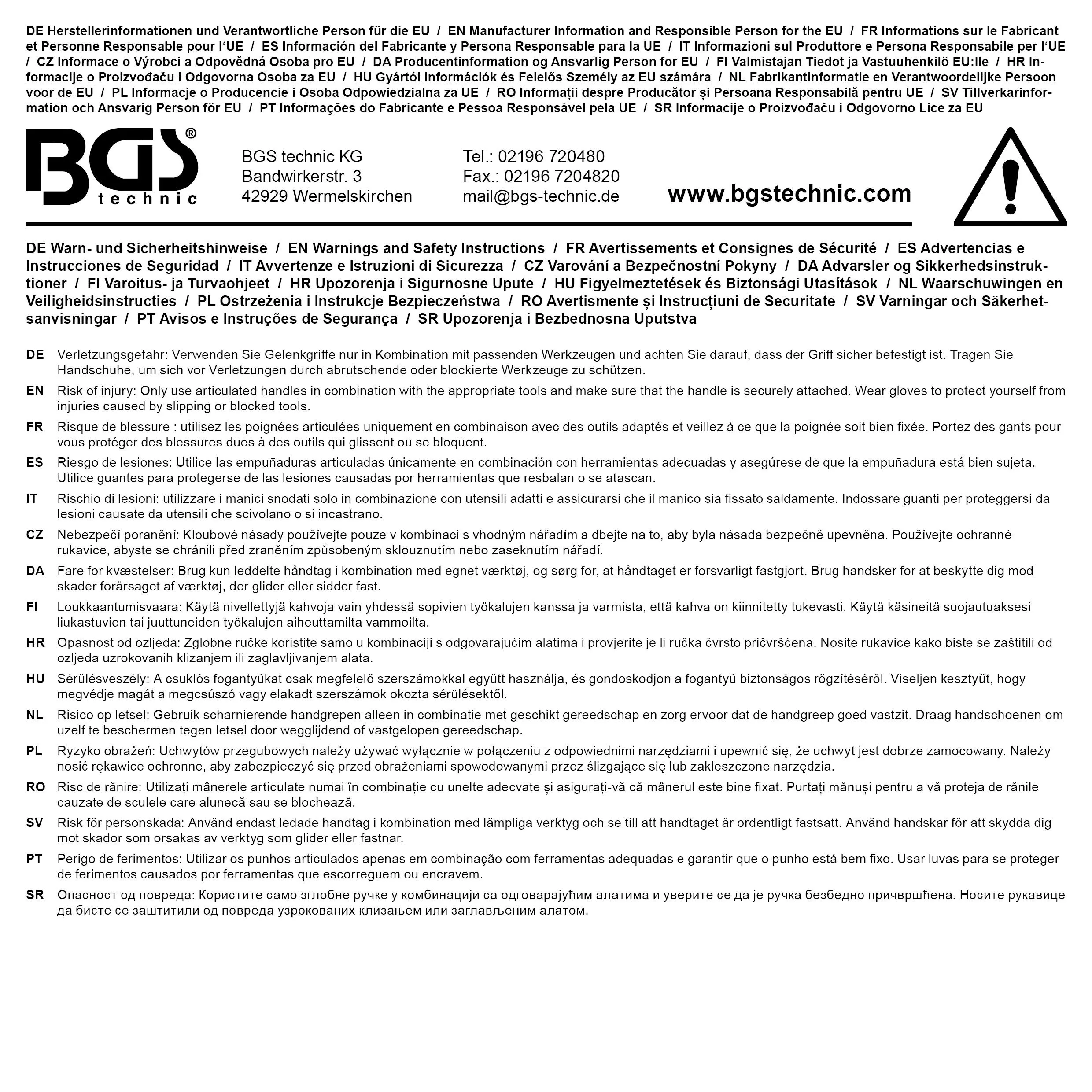 BGS technic Kit de réparation pour poignée articulée | pour art. 267