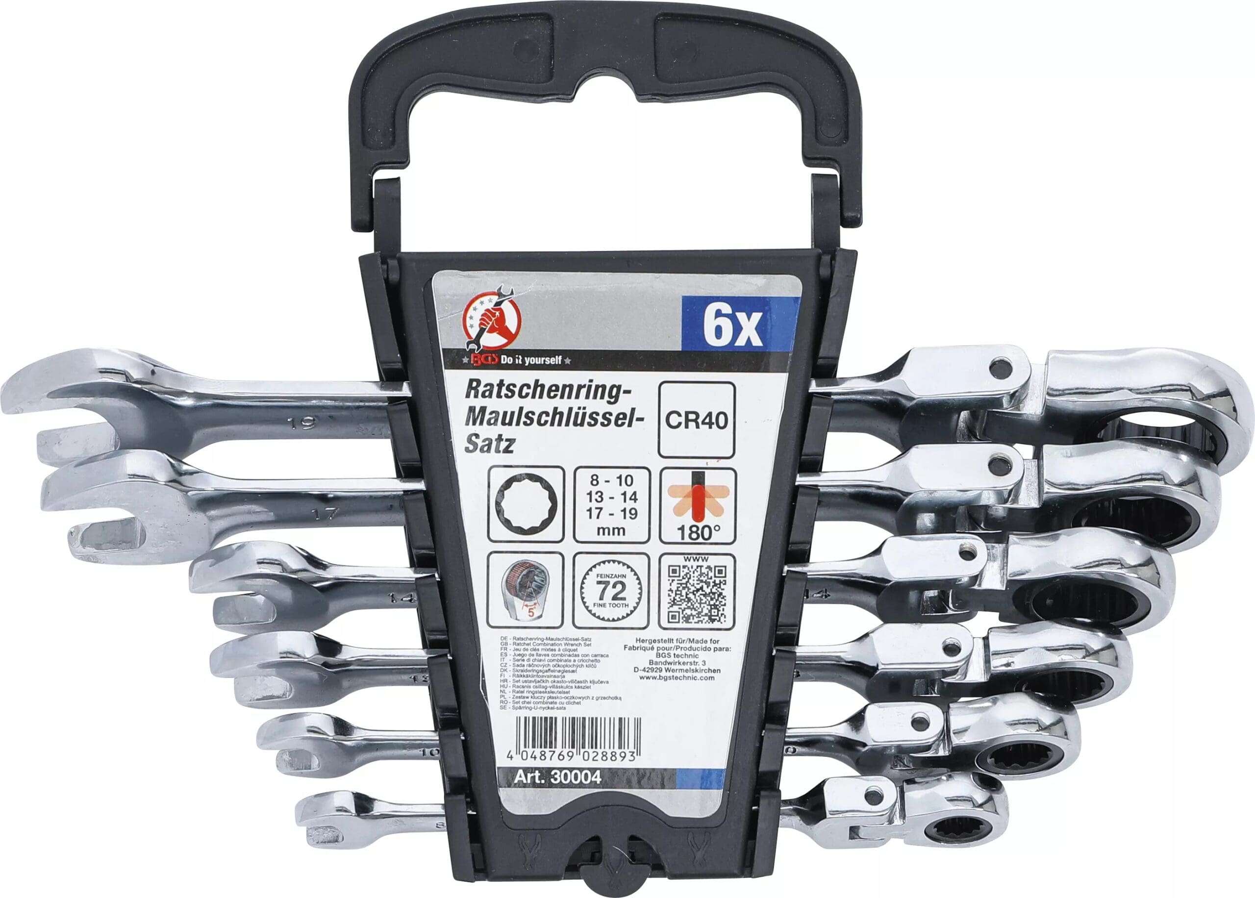 BGS technic Jeu de clés mixtes à cliquet | têtes flexibles | 8 - 19 mm | 6 pièces