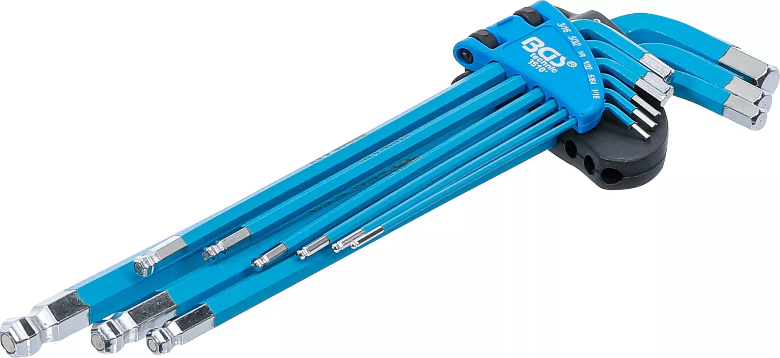 BGS technic Jeu de clés allen | extra longues | six pans intérieurs | en pouce | 9 pièces