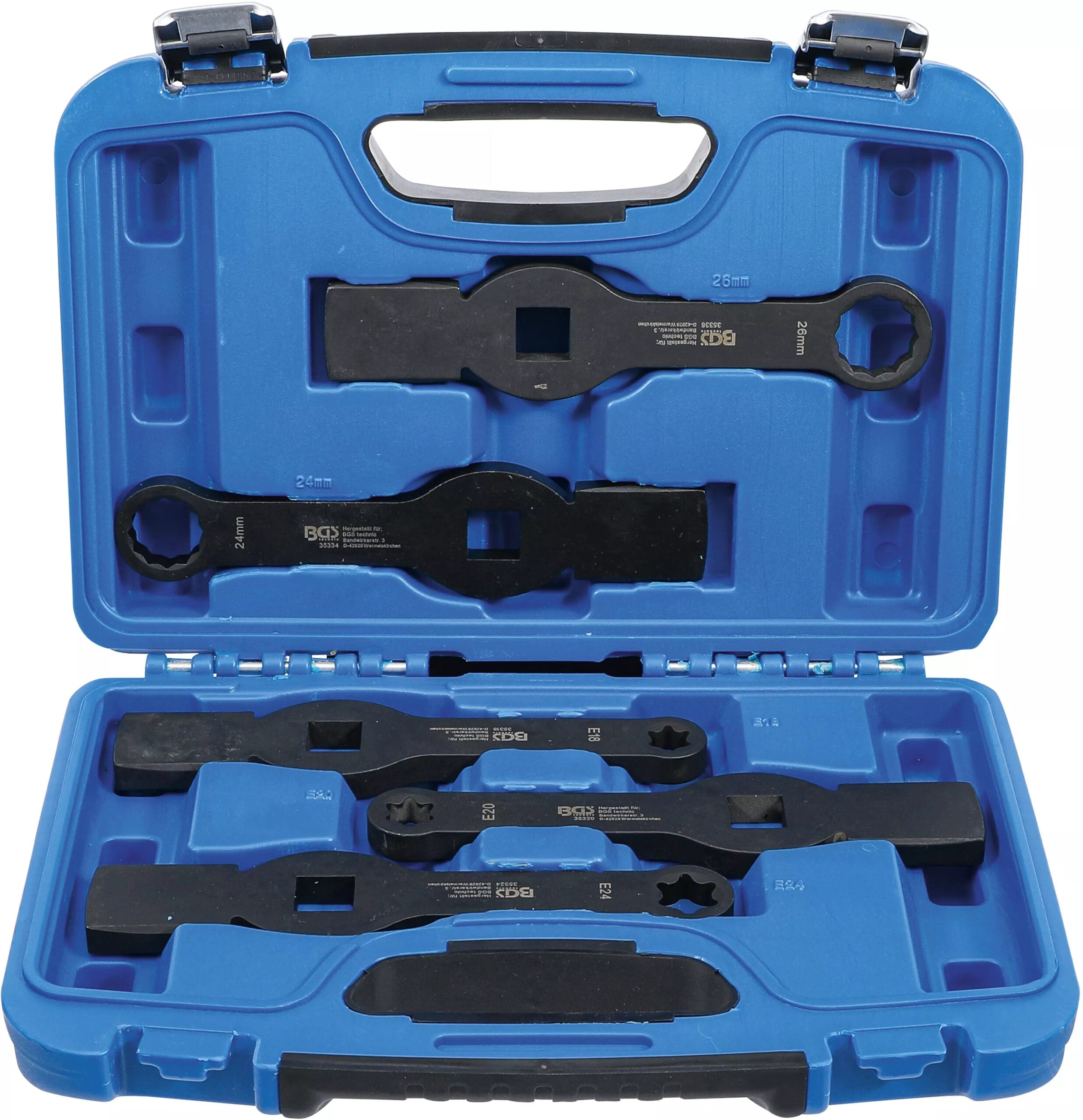 BGS technic Jeu de clés annulaires à chocs | douze pans / profil E (pour Torx) | 5 pièces