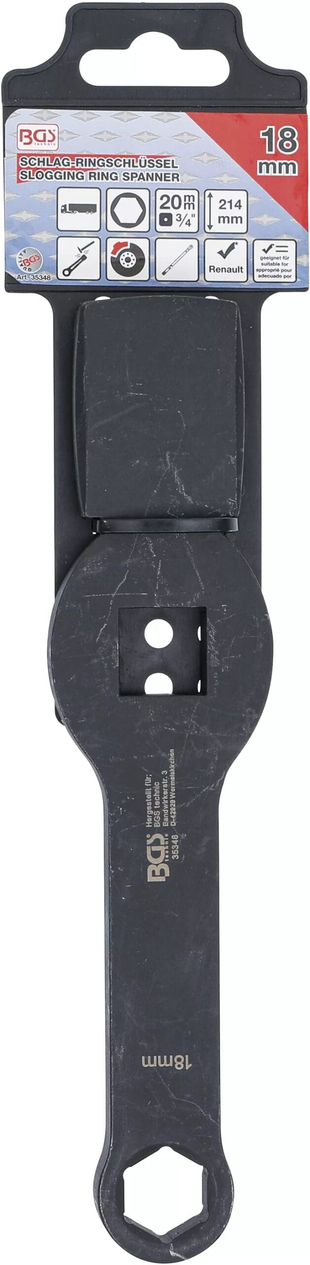 BGS technic Clé annulaire de percussion | six pans | avec 2 faces de percussion | 18 mm BGS technic Clé annulaire de percussion | six pans | avec 2 faces de percussion | 18 mm