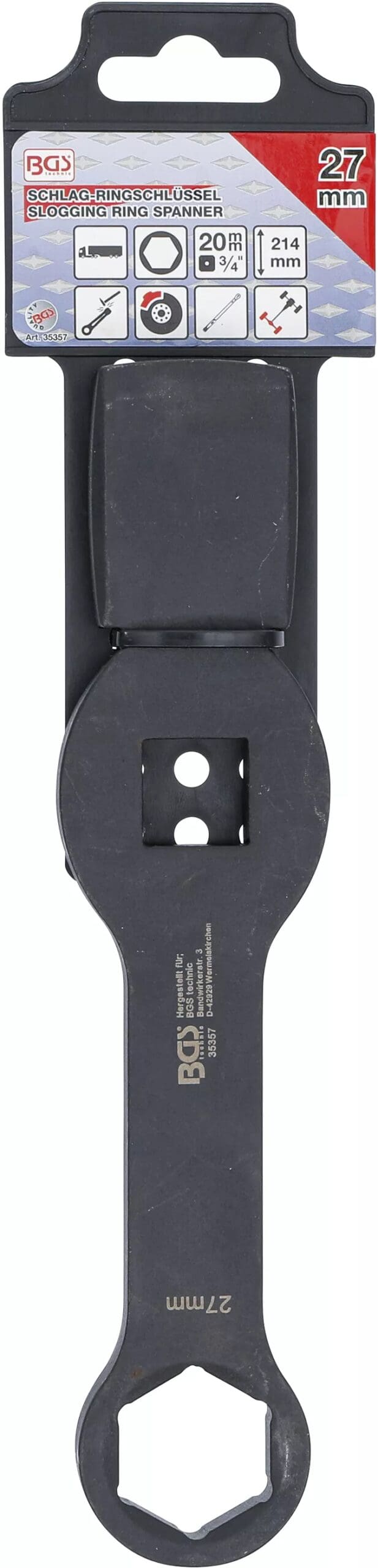 BGS technic Clé annulaire de percussion | six pans | avec 2 faces de percussion | 27 mm BGS technic Clé annulaire de percussion | six pans | avec 2 faces de percussion | 27 mm