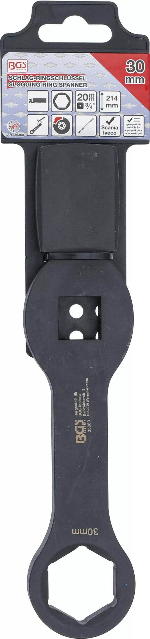 BGS technic Clé annulaire de percussion | six pans | avec 2 faces de percussion | 30 mm BGS technic Clé annulaire de percussion | six pans | avec 2 faces de percussion | 30 mm