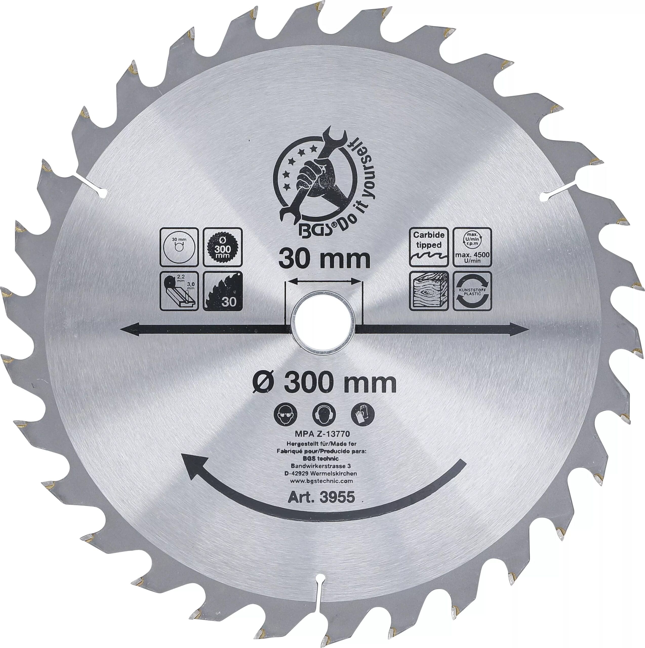 BGS technic Lame de scie circulaire en métal dur | Ø 300 x 30 x 3