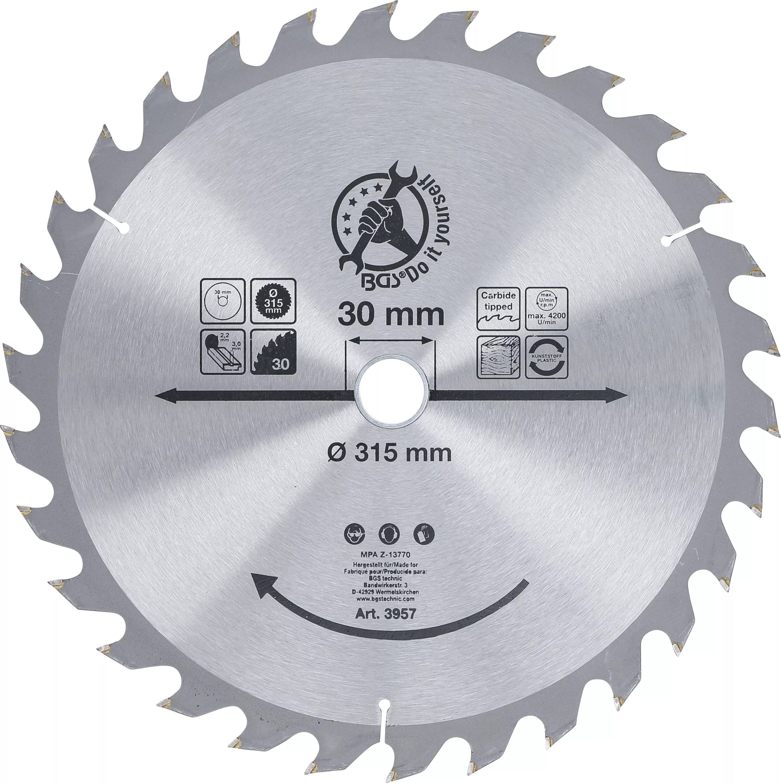 BGS technic Lame de scie circulaire en métal dur | Ø 315 x 30 x 3