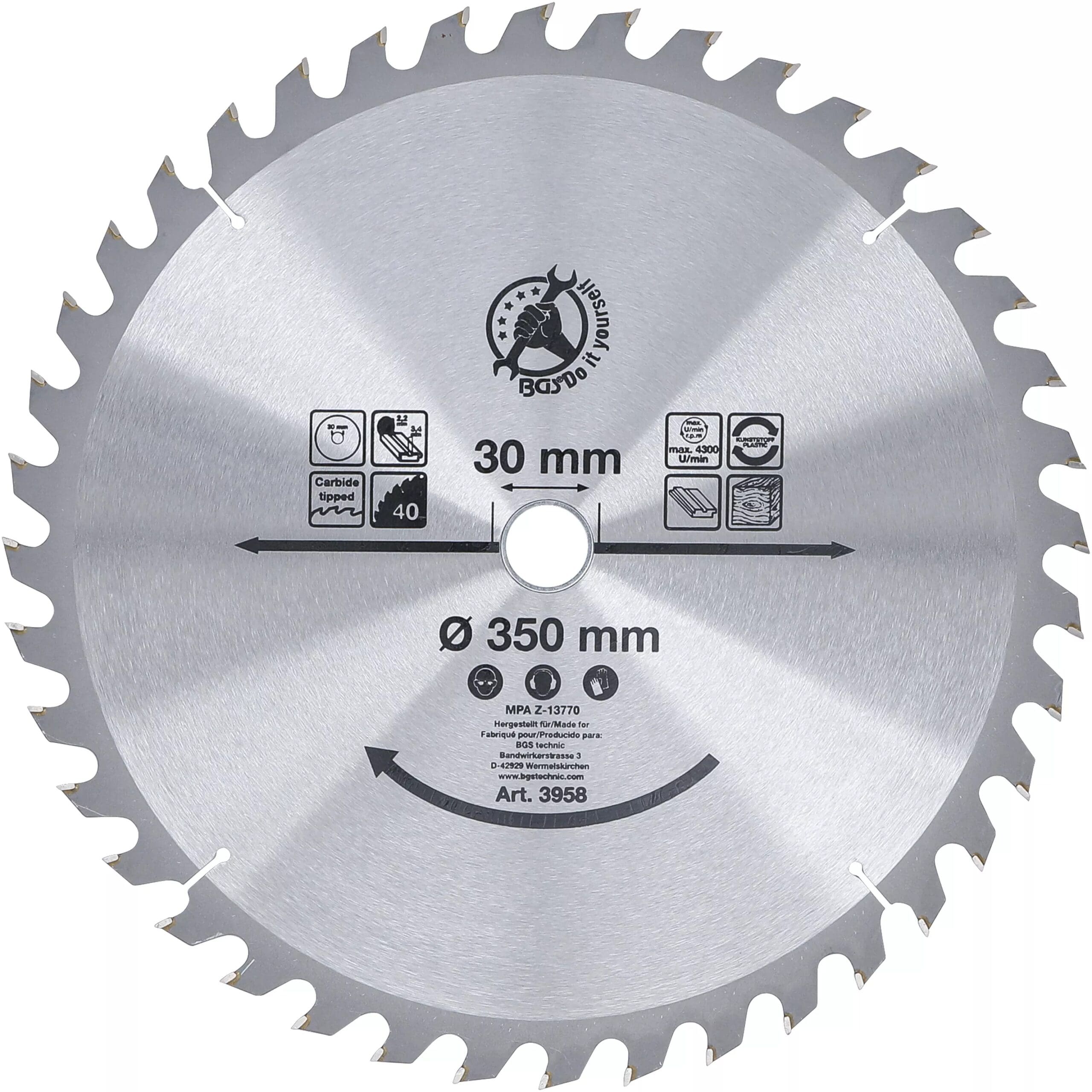 BGS technic Lame de scie circulaire en métal dur | Ø 350 x 30 x 3
