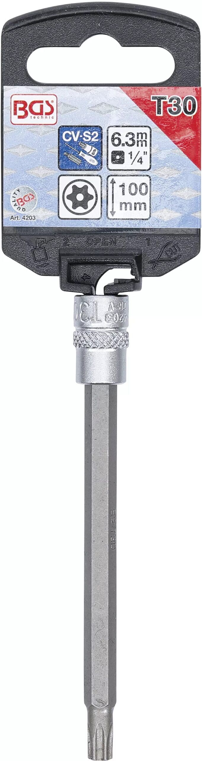 3 mm (1/4") | profil T (pour Torx) avec perçage T30 3 mm (1/4") | profil T (pour Torx) avec perçage T30