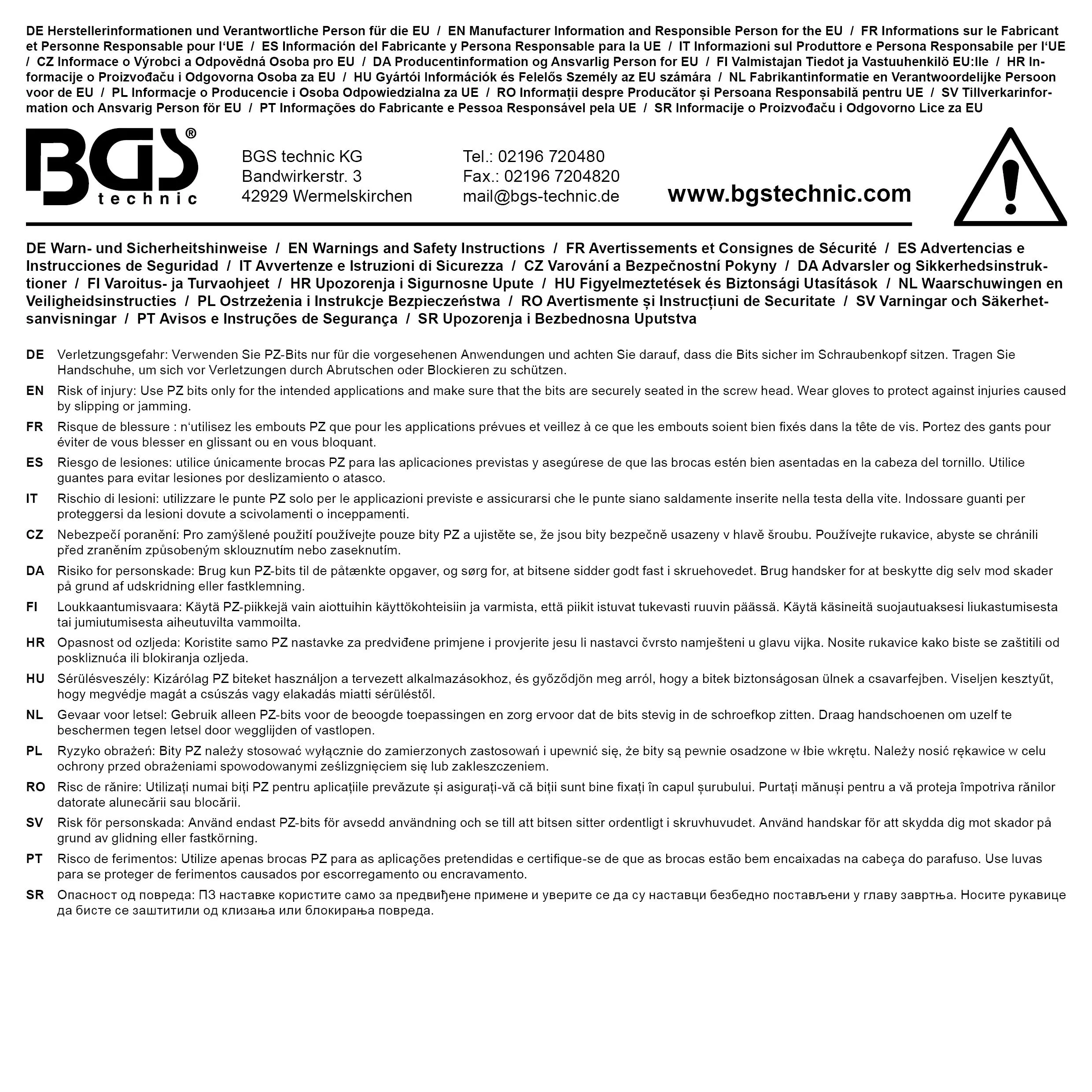 BGS technic Embout | Longueur 30 mm | 8 mm (5/16") | cruciforme PZ3 BGS technic Embout | Longueur 30 mm | 8 mm (5/16") | cruciforme PZ3