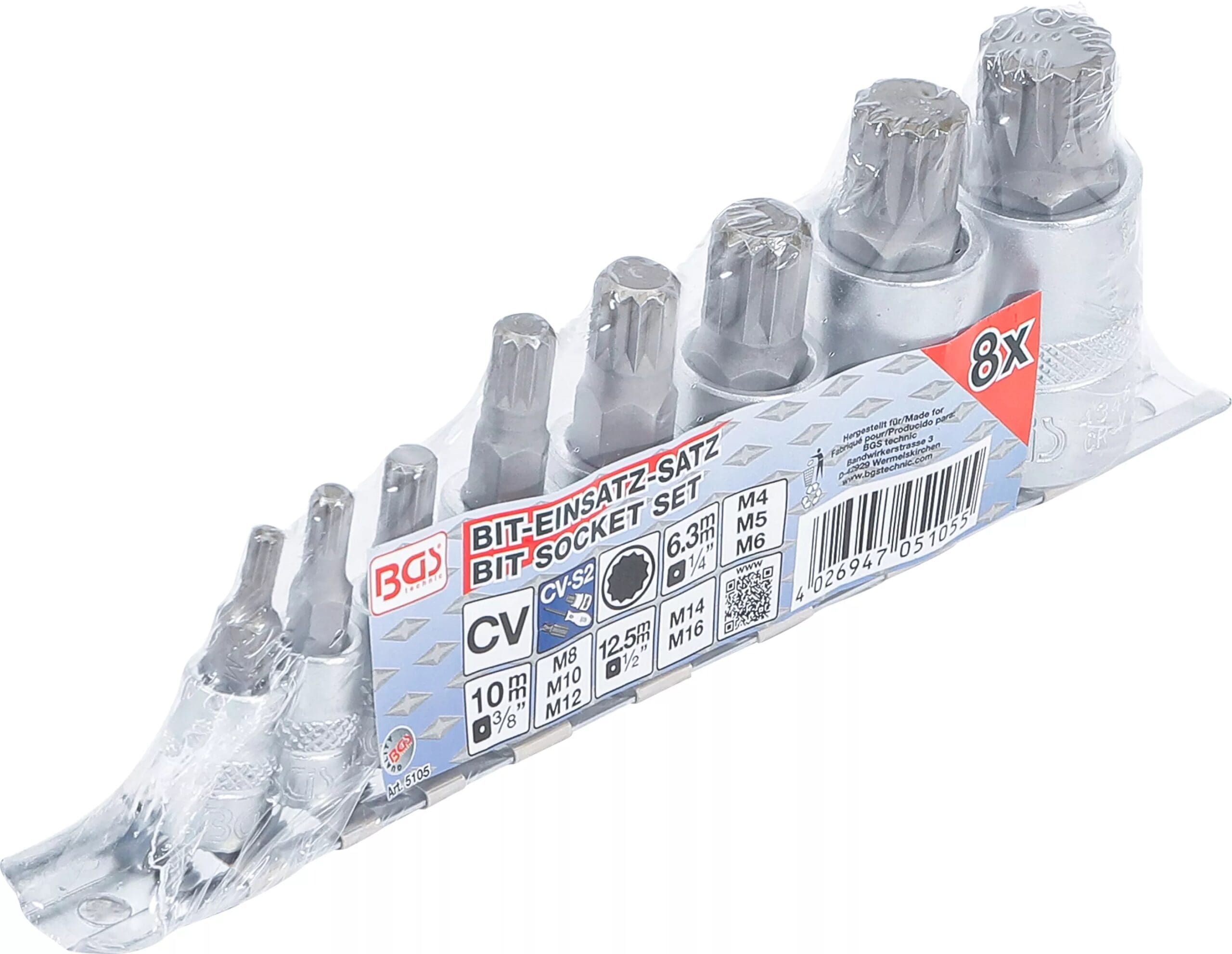 BGS technic Jeu de douilles à embouts | Denture multiple intérieure (pour XZN) | M4 - M16 | 8 pièces BGS technic Jeu de douilles à embouts | Denture multiple intérieure (pour XZN) | M4 - M16 | 8 pièces