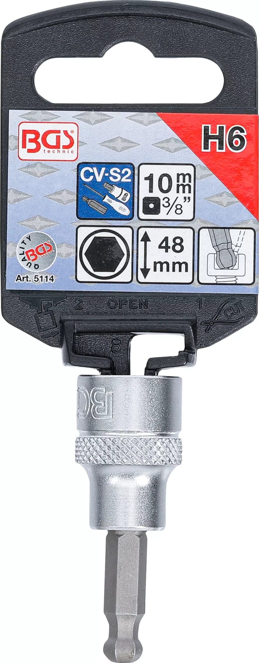 BGS technic Douille à embouts | 10 mm (3/8") | six pans intérieurs avec tête sphérique 6 mm BGS technic Douille à embouts | 10 mm (3/8") | six pans intérieurs avec tête sphérique 6 mm