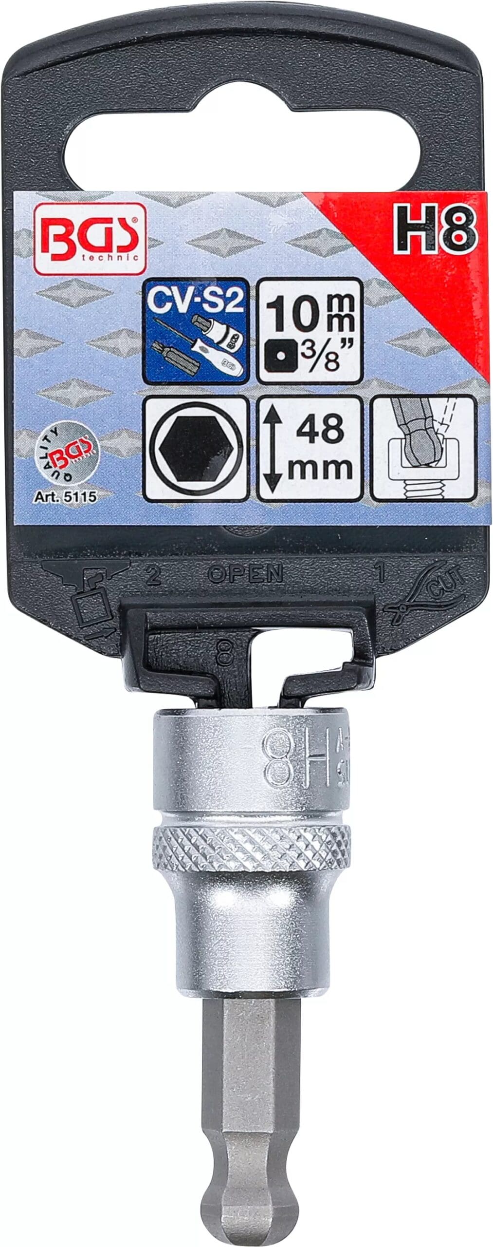 BGS technic Douille à embouts | 10 mm (3/8") | six pans intérieurs avec tête sphérique 8 mm BGS technic Douille à embouts | 10 mm (3/8") | six pans intérieurs avec tête sphérique 8 mm