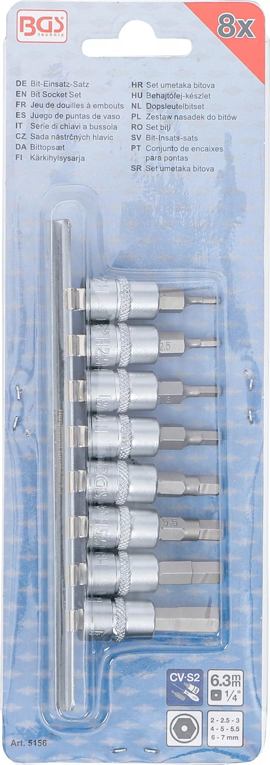 3 mm (1/4") | six pans femelle avec alésage 2 - 7 mm | 8 pièces 3 mm (1/4") | six pans femelle avec alésage 2 - 7 mm | 8 pièces