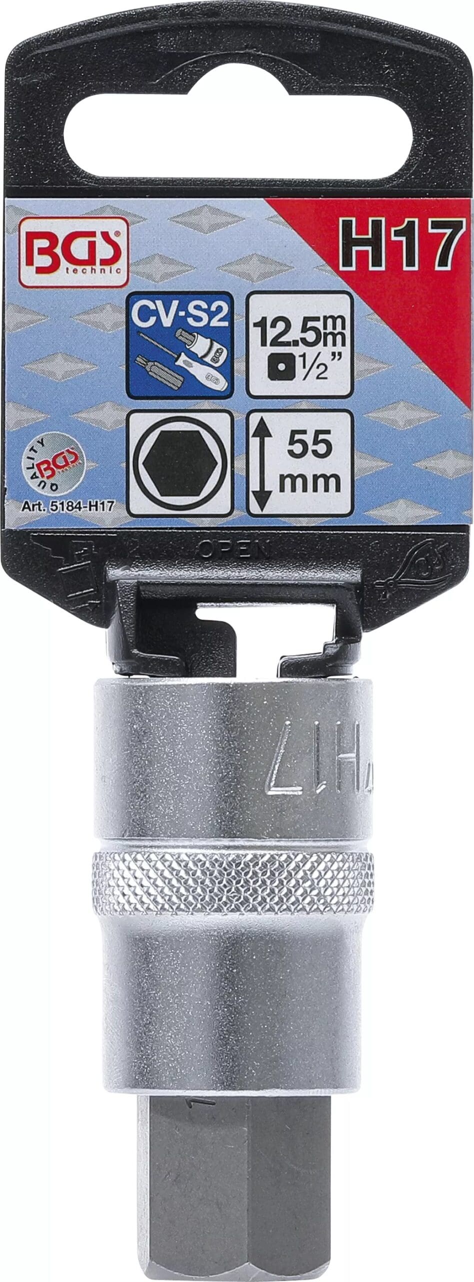 5 mm (1/2") | six pans intérieurs 17 mm 5 mm (1/2") | six pans intérieurs 17 mm