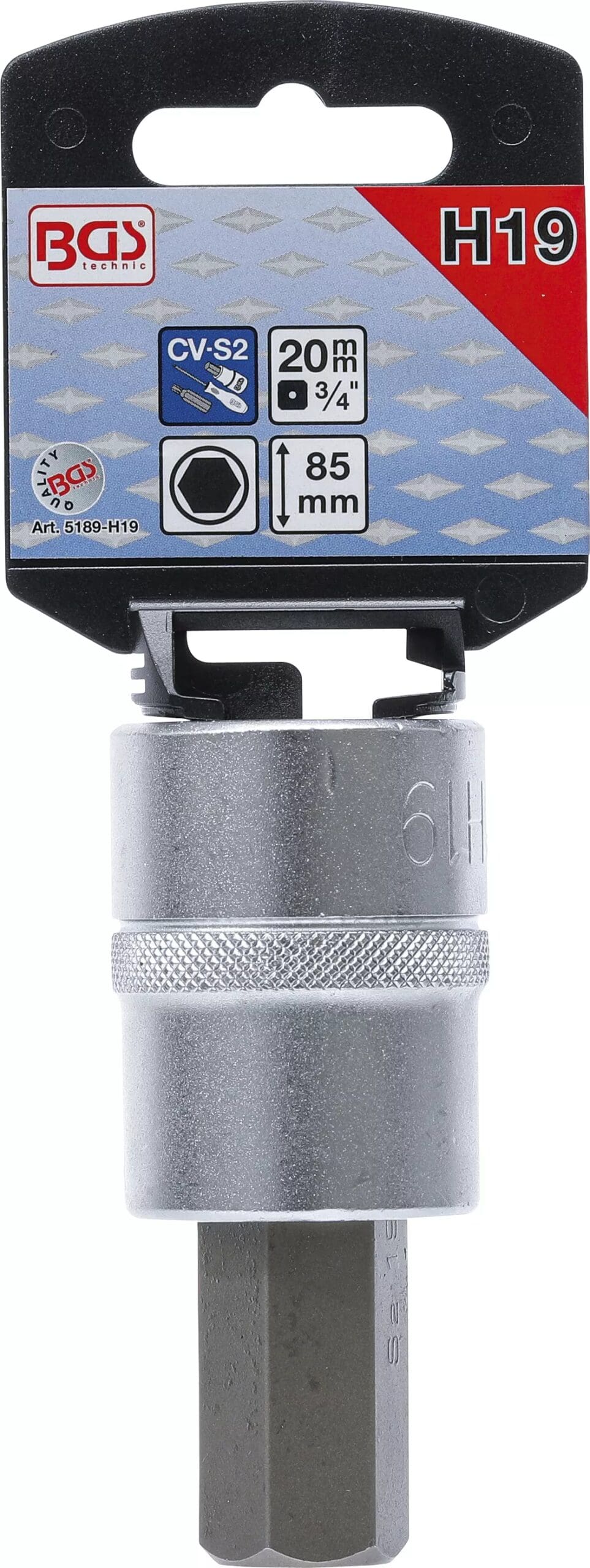 BGS technic Douille à embouts | 20 mm (3/4") | six pans intérieurs 19 mm BGS technic Douille à embouts | 20 mm (3/4") | six pans intérieurs 19 mm