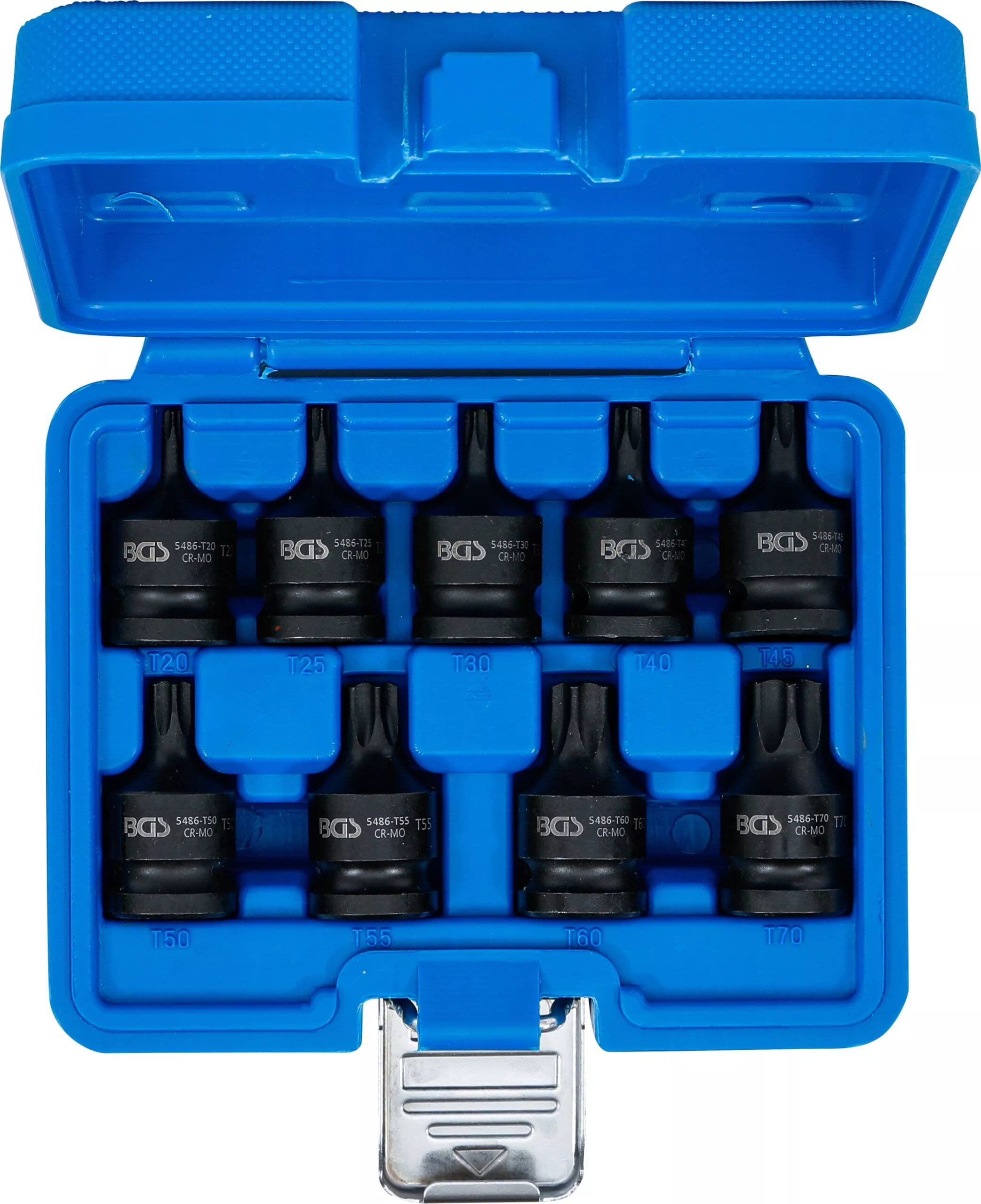 5 mm (1/2") | profil T (pour Torx) T20 - T70 | 9 pièces 5 mm (1/2") | profil T (pour Torx) T20 - T70 | 9 pièces