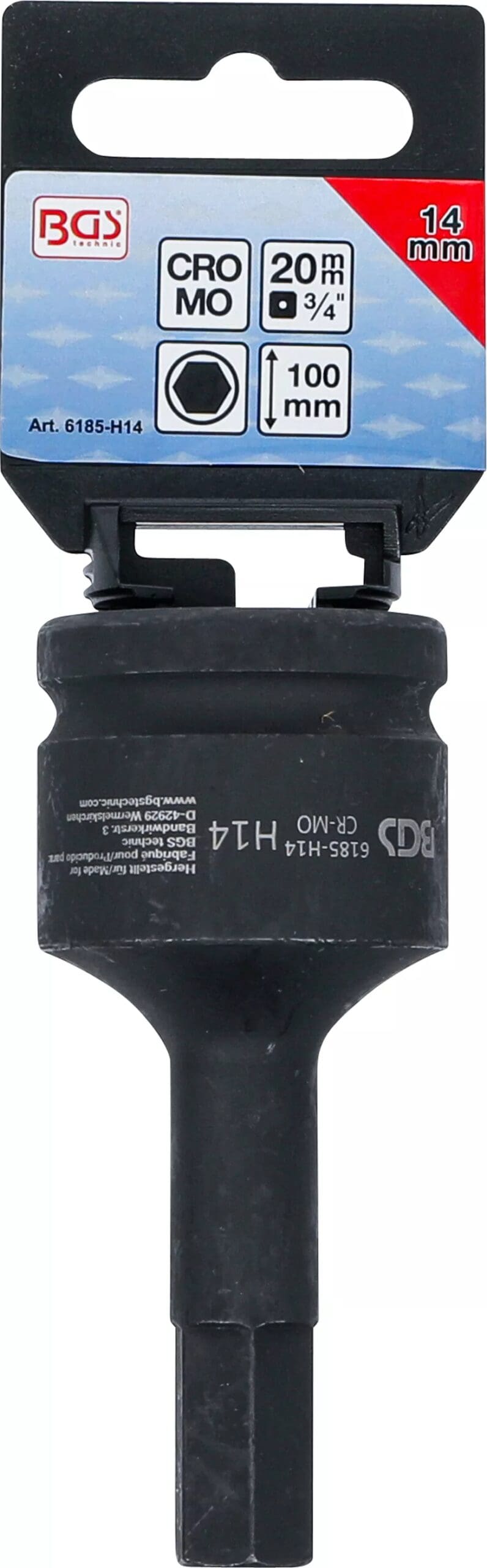 BGS technic Douille à embouts à choc | longueur 100 mm | 20 mm (3/4") | six pans intérieurs 14 mm BGS technic Douille à embouts à choc | longueur 100 mm | 20 mm (3/4") | six pans intérieurs 14 mm