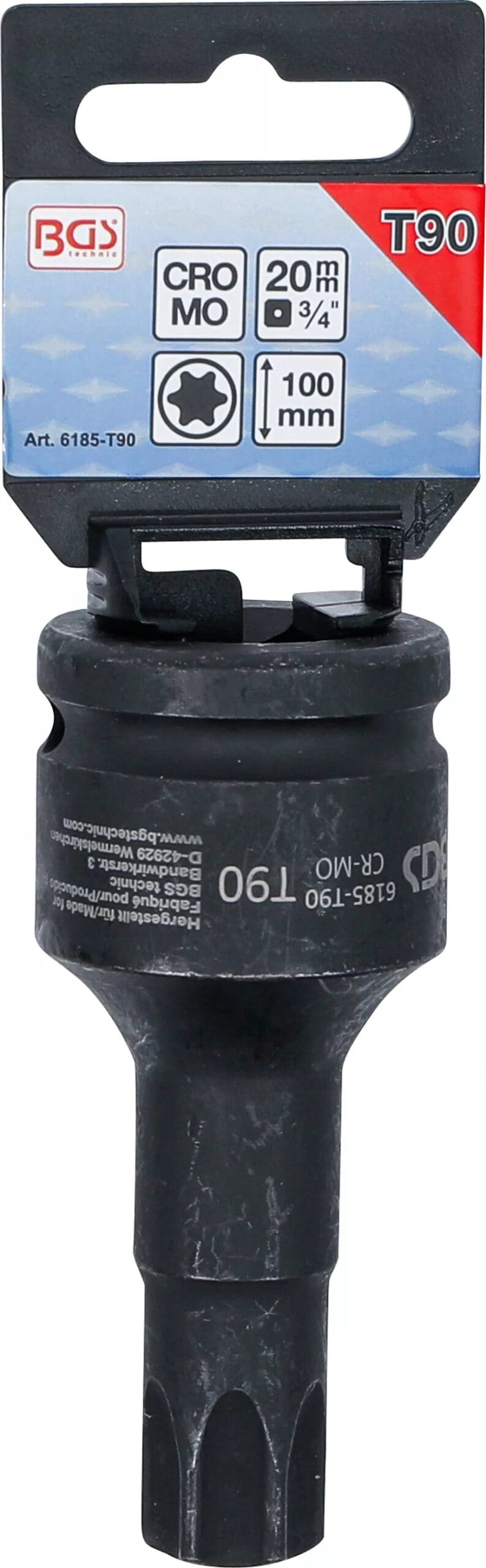 BGS technic Douille à embouts à choc | longueur 100 mm | 20 mm (3/4") | profil T (pour Torx) T90 BGS technic Douille à embouts à choc | longueur 100 mm | 20 mm (3/4") | profil T (pour Torx) T90