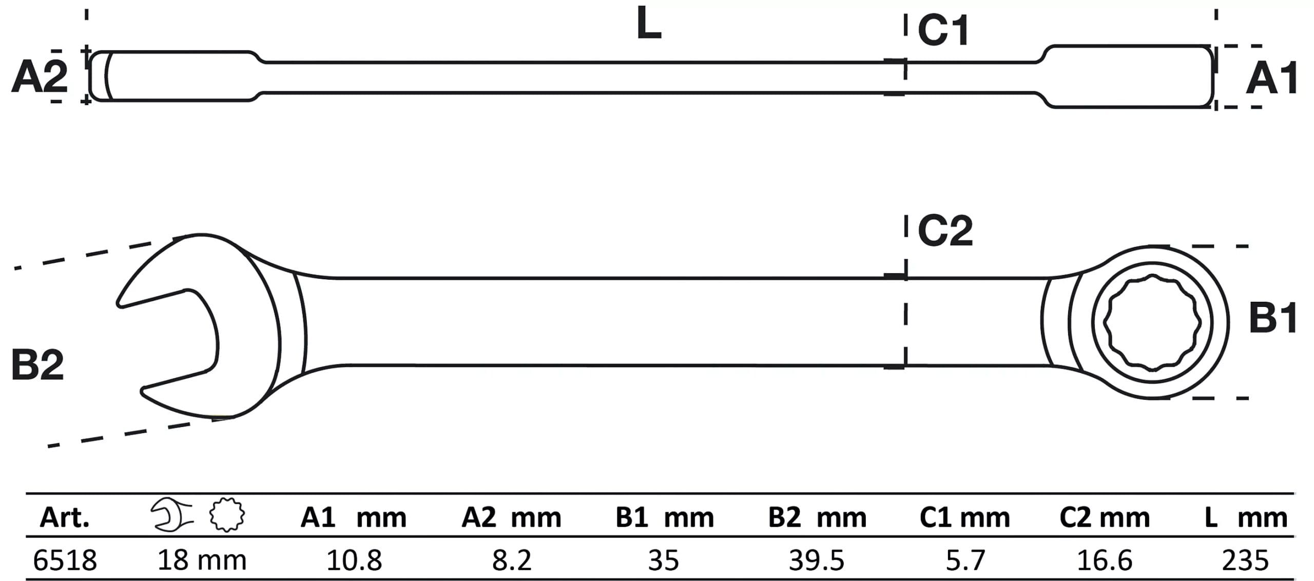 BGS technic Clé mixte à cliquet | 18 mm BGS technic Clé mixte à cliquet | 18 mm