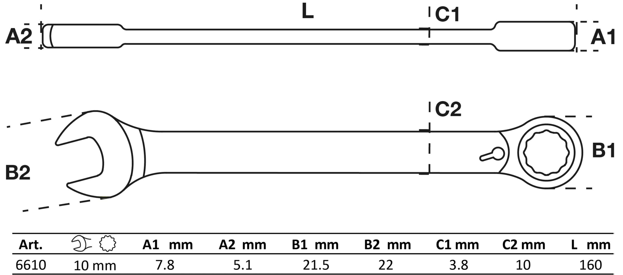 BGS technic Clé mixte à cliquet | réversible | 10 mm BGS technic Clé mixte à cliquet | réversible | 10 mm