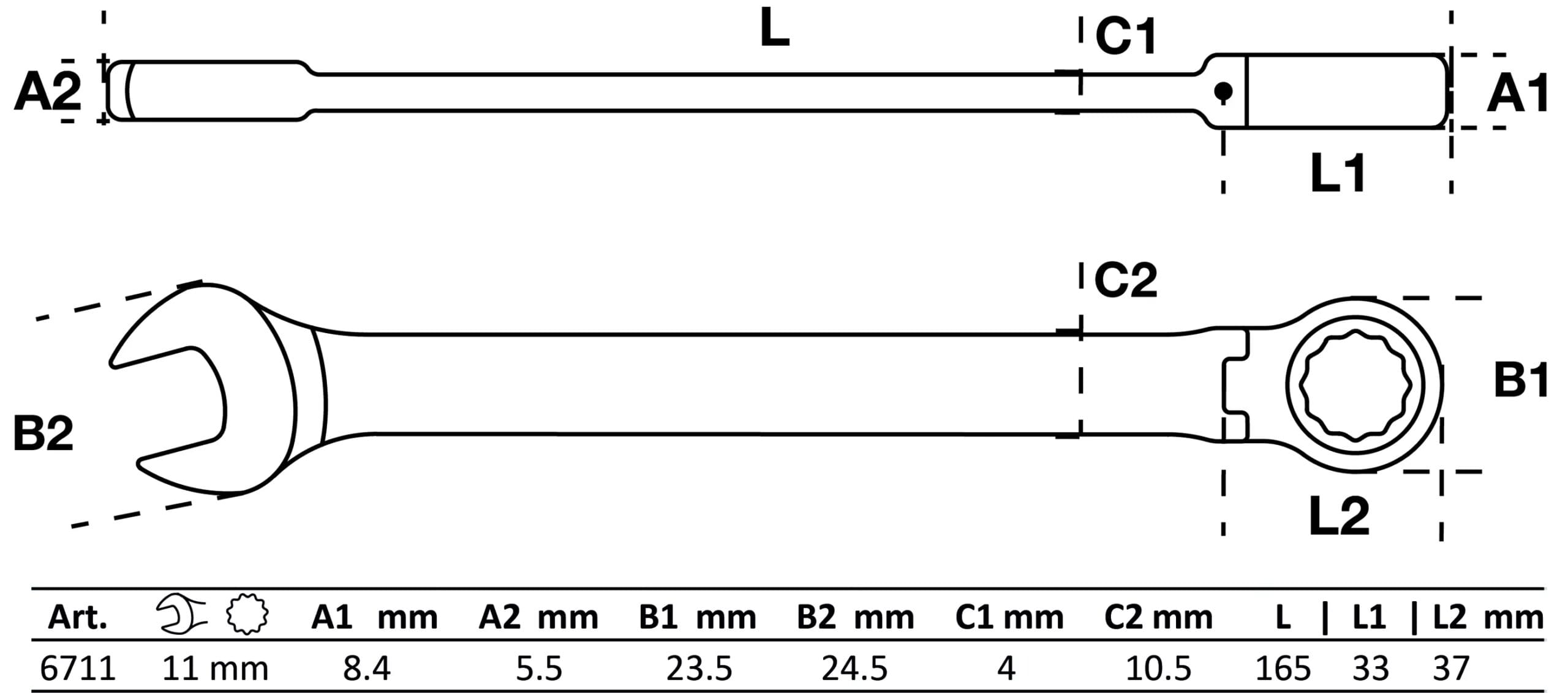 BGS technic Clé mixte à cliquet | à couder | 11 mm BGS technic Clé mixte à cliquet | à couder | 11 mm