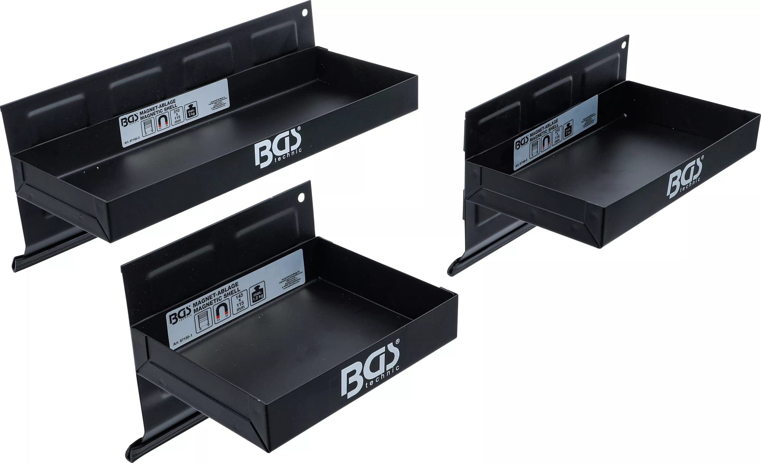 BGS technic Jeu de tablettes magnétiques | 150 / 210 / 310 mm | 3 pièces