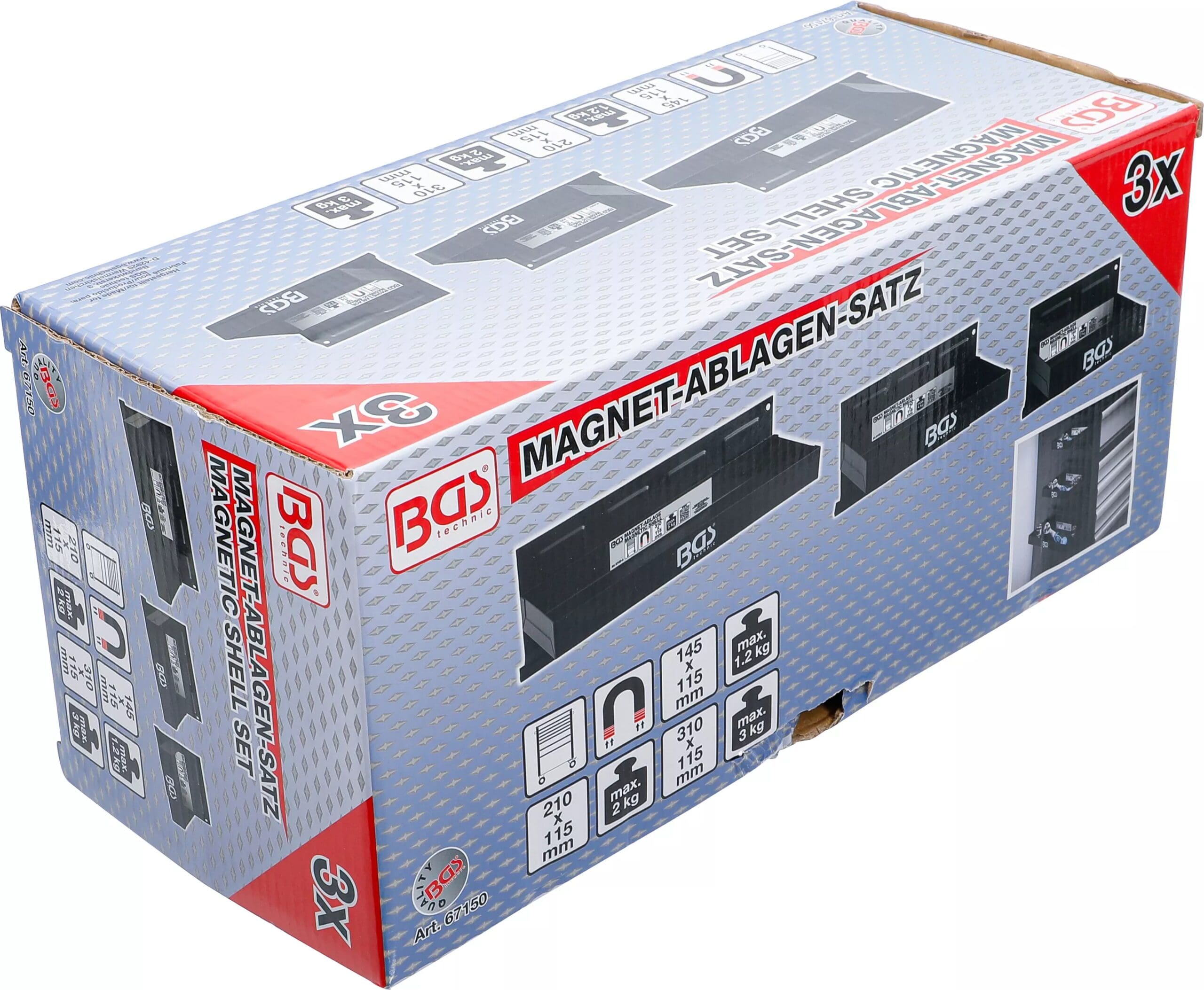 BGS technic Jeu de tablettes magnétiques | 150 / 210 / 310 mm | 3 pièces BGS technic Jeu de tablettes magnétiques | 150 / 210 / 310 mm | 3 pièces