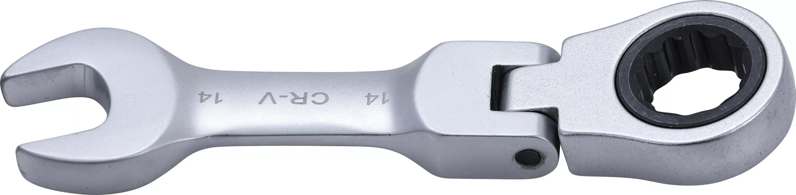 BGS technic Clé mixte à cliquet | courte | à couder | 14 mm