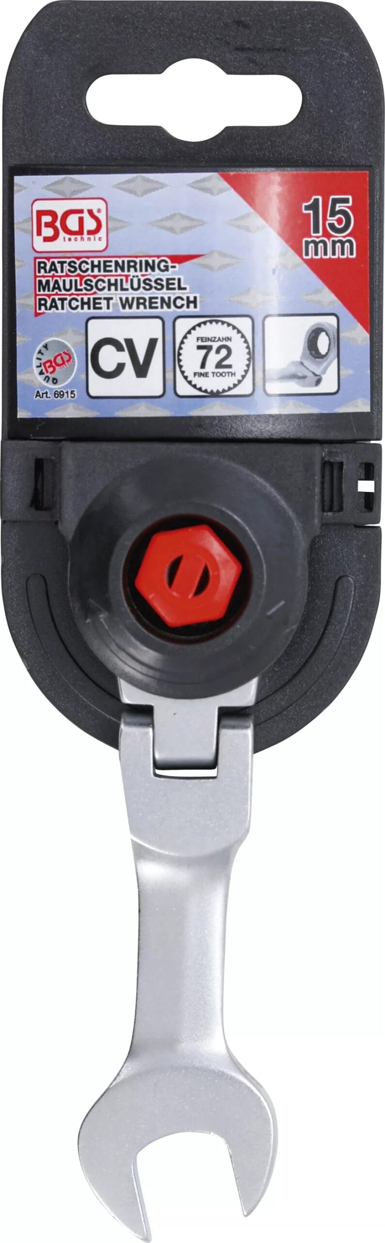 BGS technic Clé mixte à cliquet | courte | à couder | 15 mm BGS technic Clé mixte à cliquet | courte | à couder | 15 mm