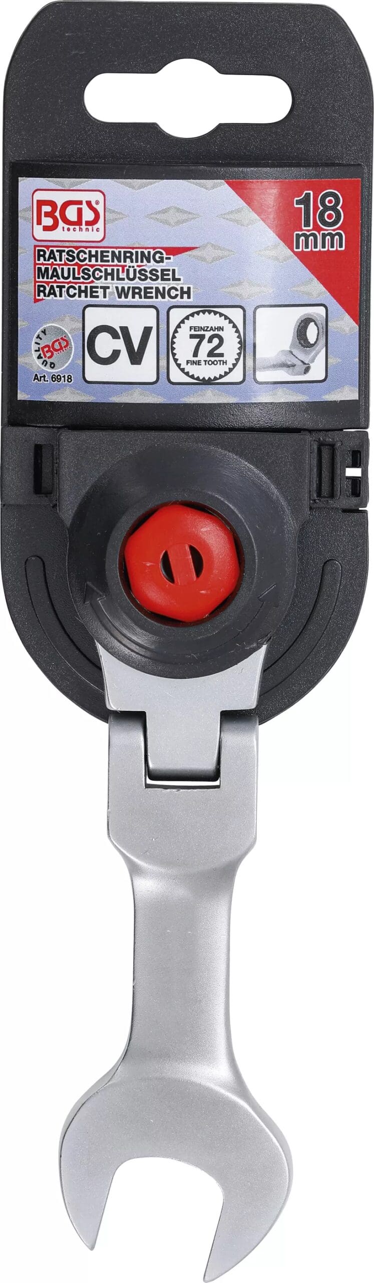 BGS technic Clé mixte à cliquet | courte | à couder | 18 mm BGS technic Clé mixte à cliquet | courte | à couder | 18 mm