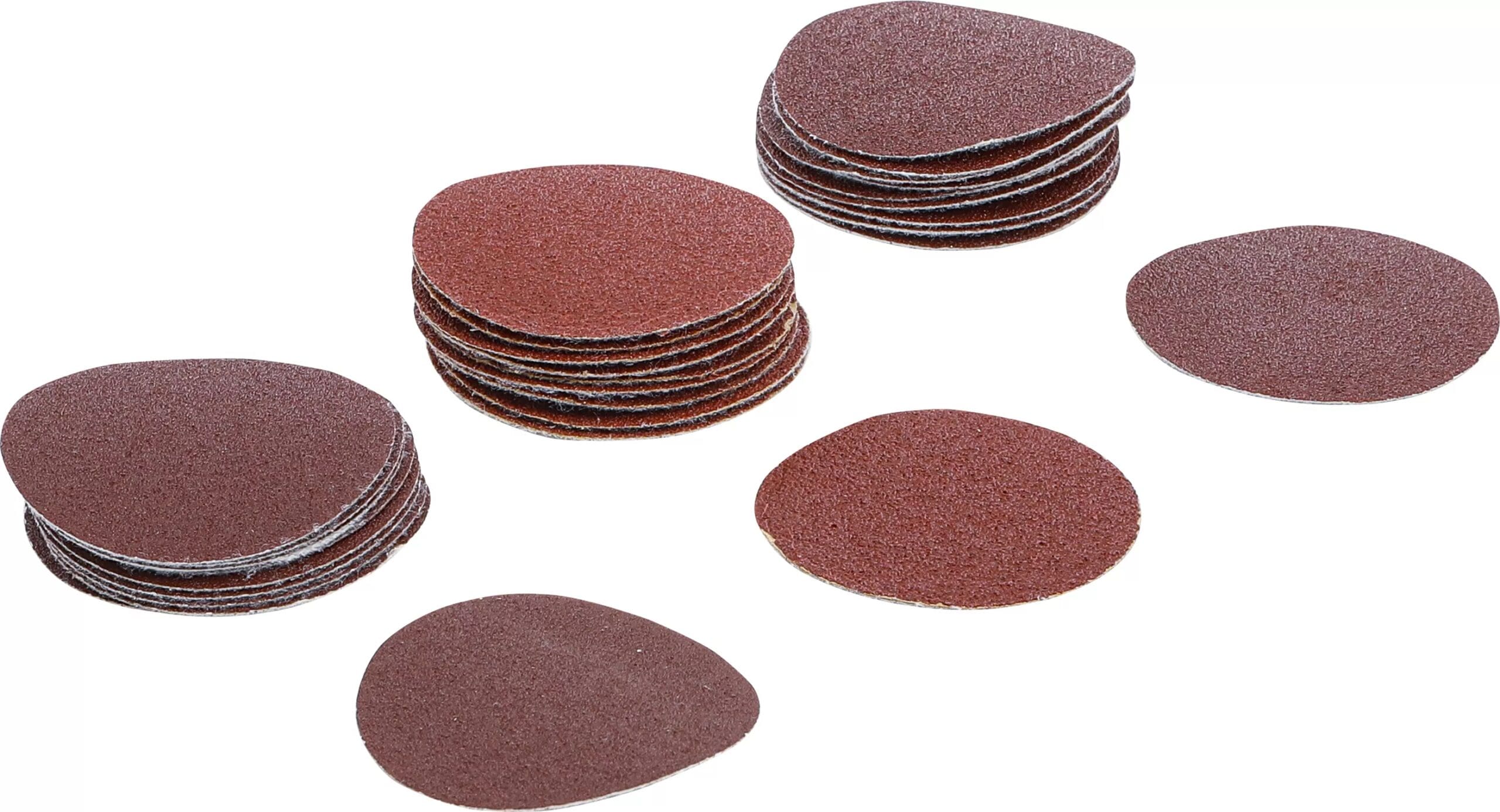 BGS technic Jeu de feuilles abrasives pour ponçeuse excentrée | Ø 50 mm | Cal. 60 - 80 - 120 | 30 pièces