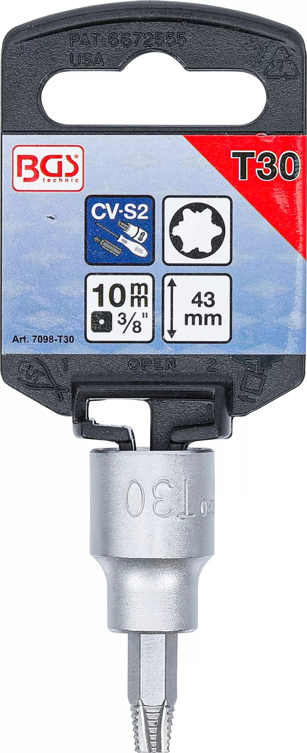 BGS technic Douille à embouts extracteurs de vis | 10 mm (3/8") | pour profil T (pour Torx) défectueux T30 BGS technic Douille à embouts extracteurs de vis | 10 mm (3/8") | pour profil T (pour Torx) défectueux T30