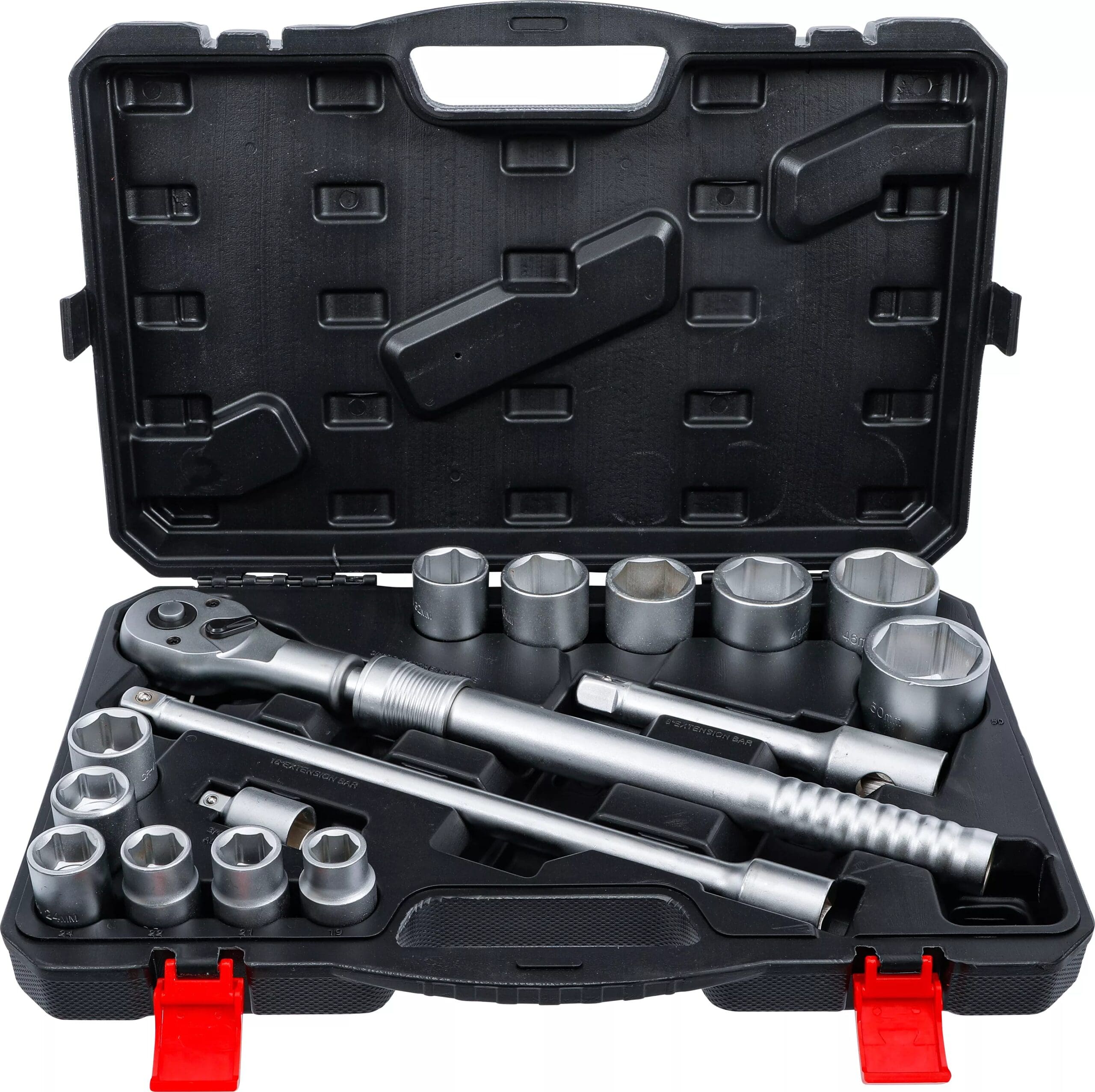 BGS technic Jeu de douilles | avec cliquet réversible extensible | 20 mm (3/4") | 19 - 50 mm | 16 pièces