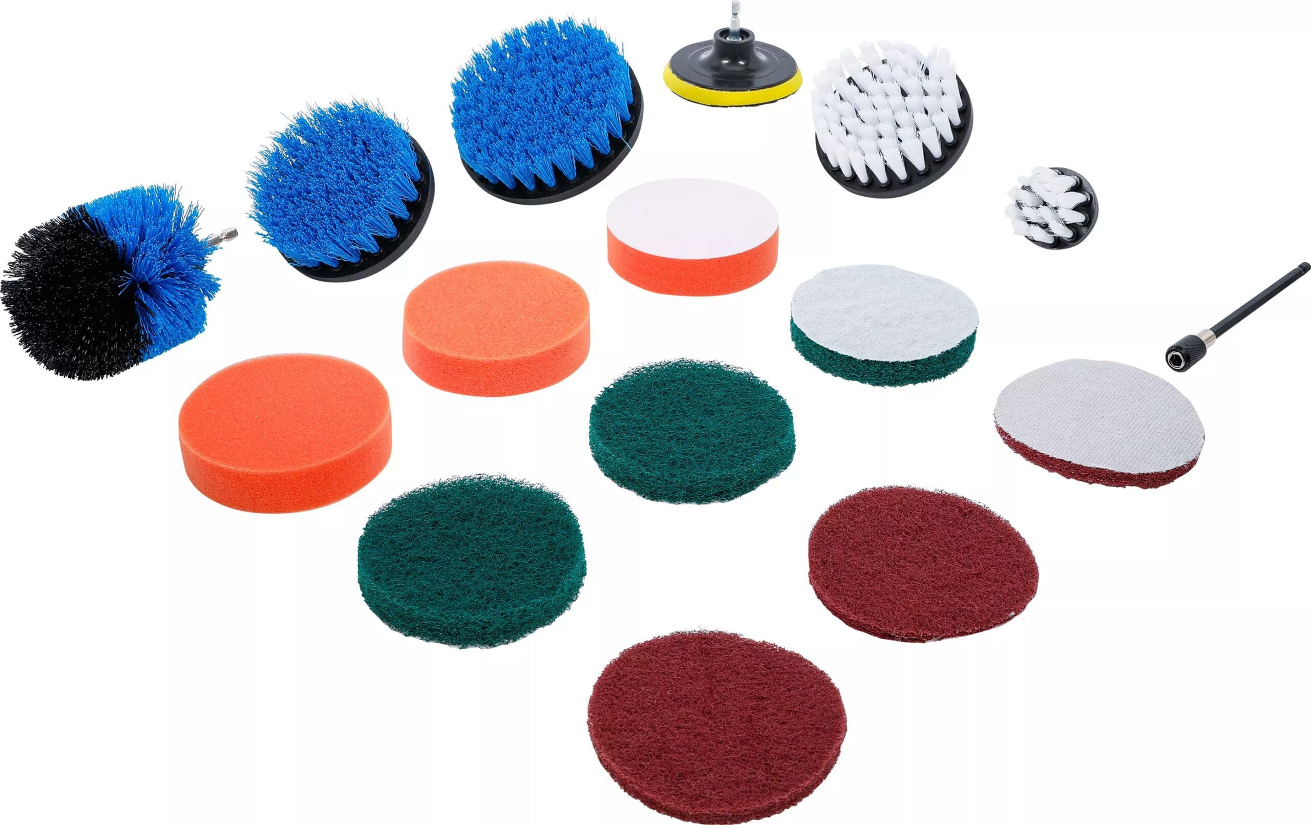BGS technic Jeu de disques de polissage et ponçage et d’embouts à brosse | pour perceuses | 16 pcs.