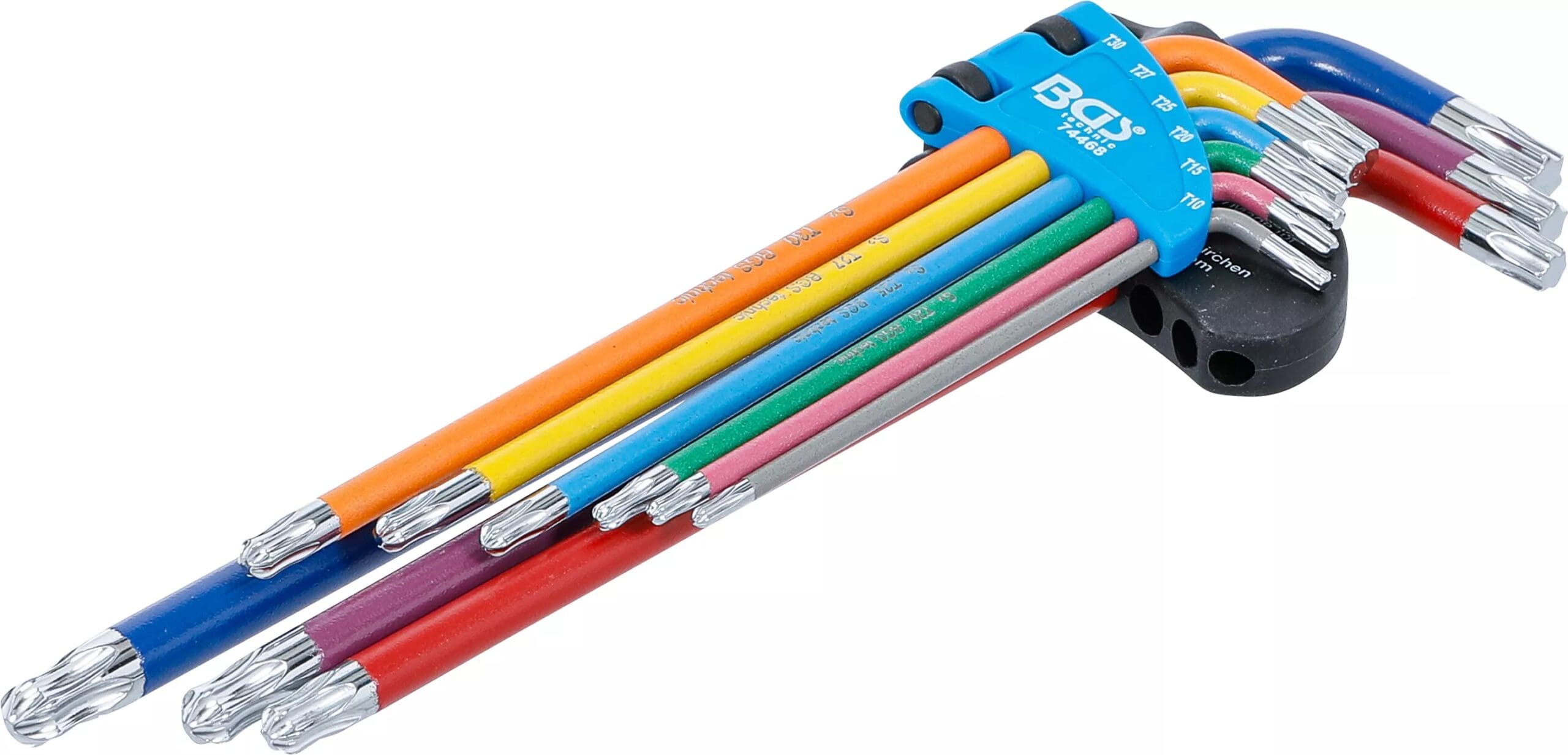 BGS technic Jeu de clés allen | multicolore | extra longues | Profil T (pour Torx) avec tête sphérique T10 - T50 | 9 pièces