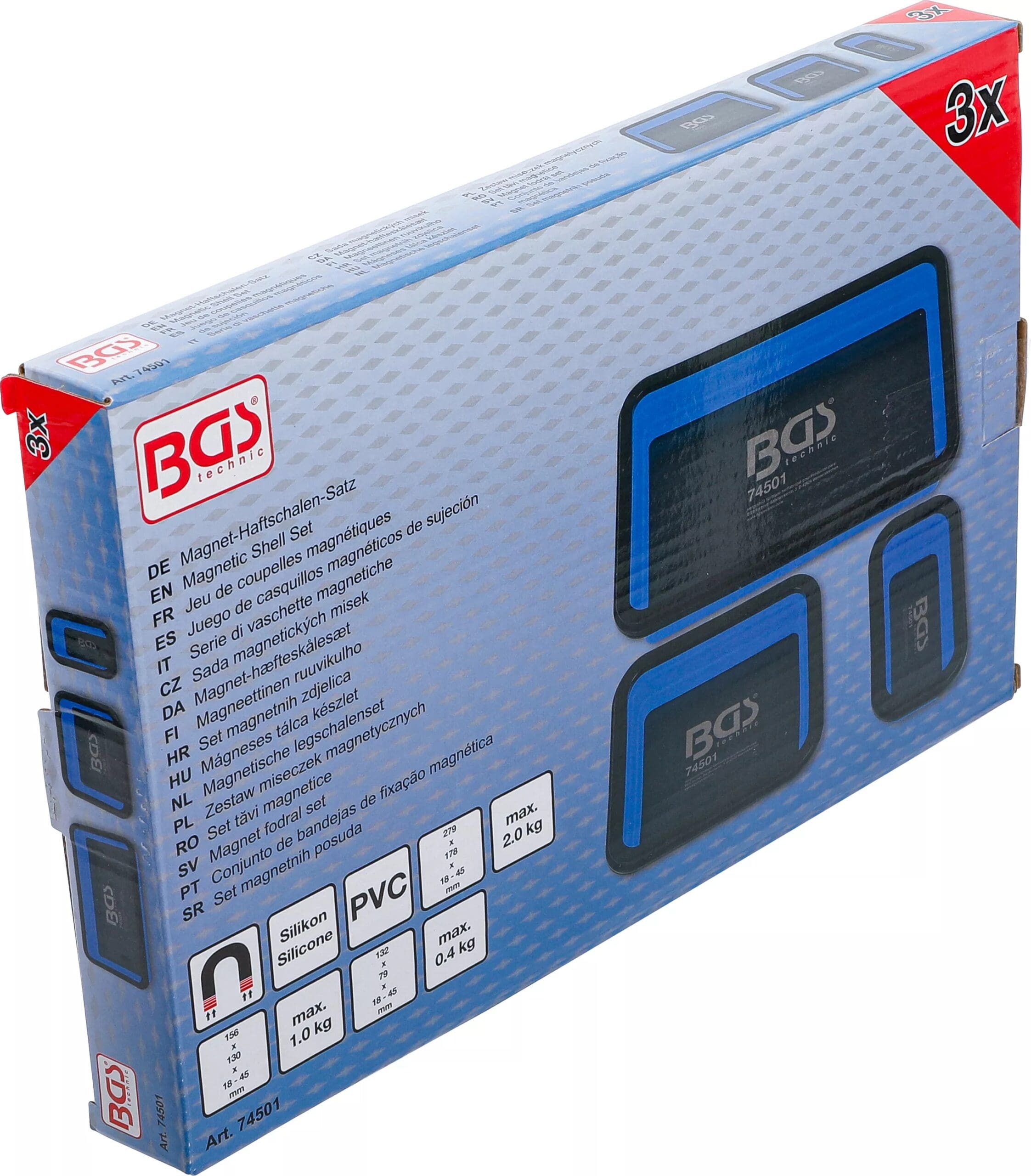 BGS technic Jeu de coupelles magnétiques | silicone | pliable | 3 pièces BGS technic Jeu de coupelles magnétiques | silicone | pliable | 3 pièces