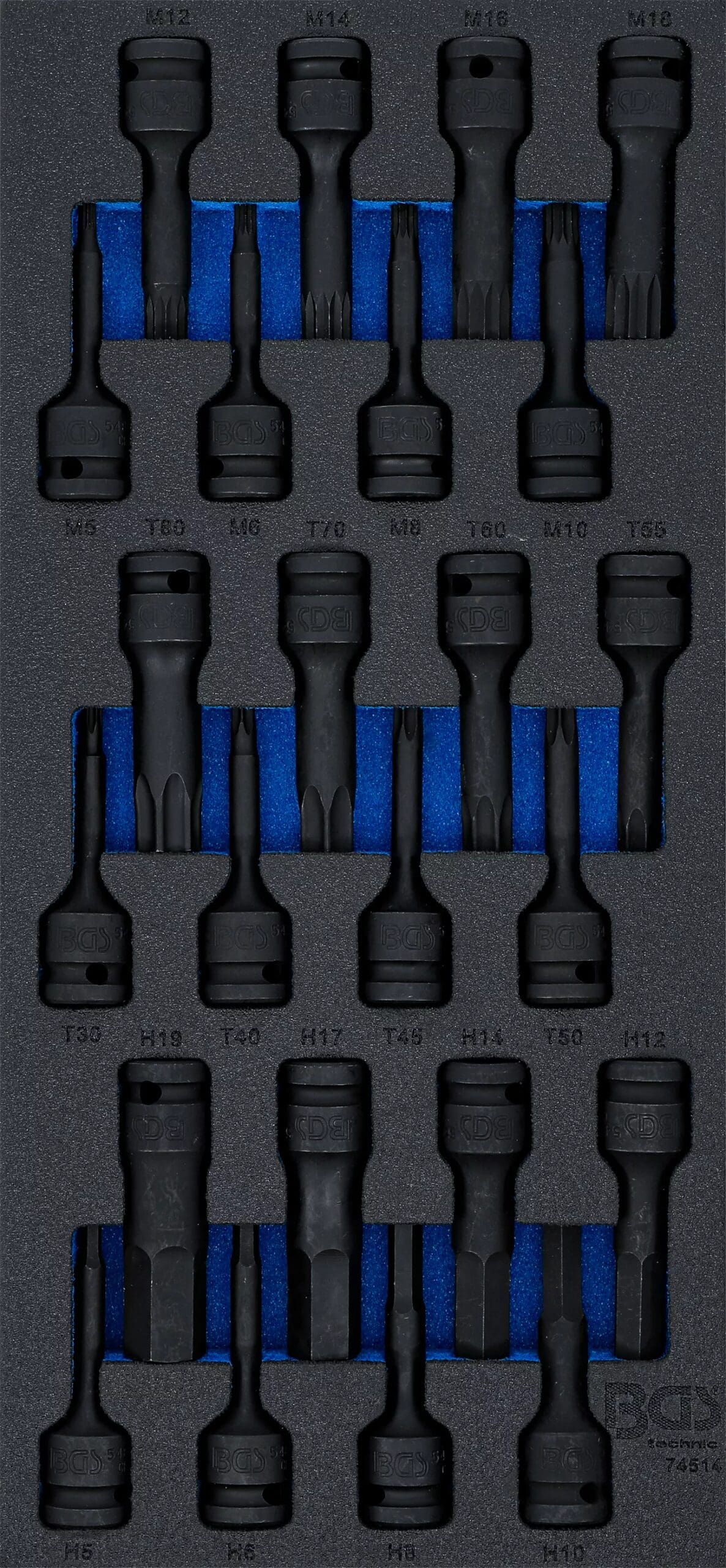 BGS technic Insert de servante d’atelier 1/3 : Jeu de douilles à embouts de puissance | 12