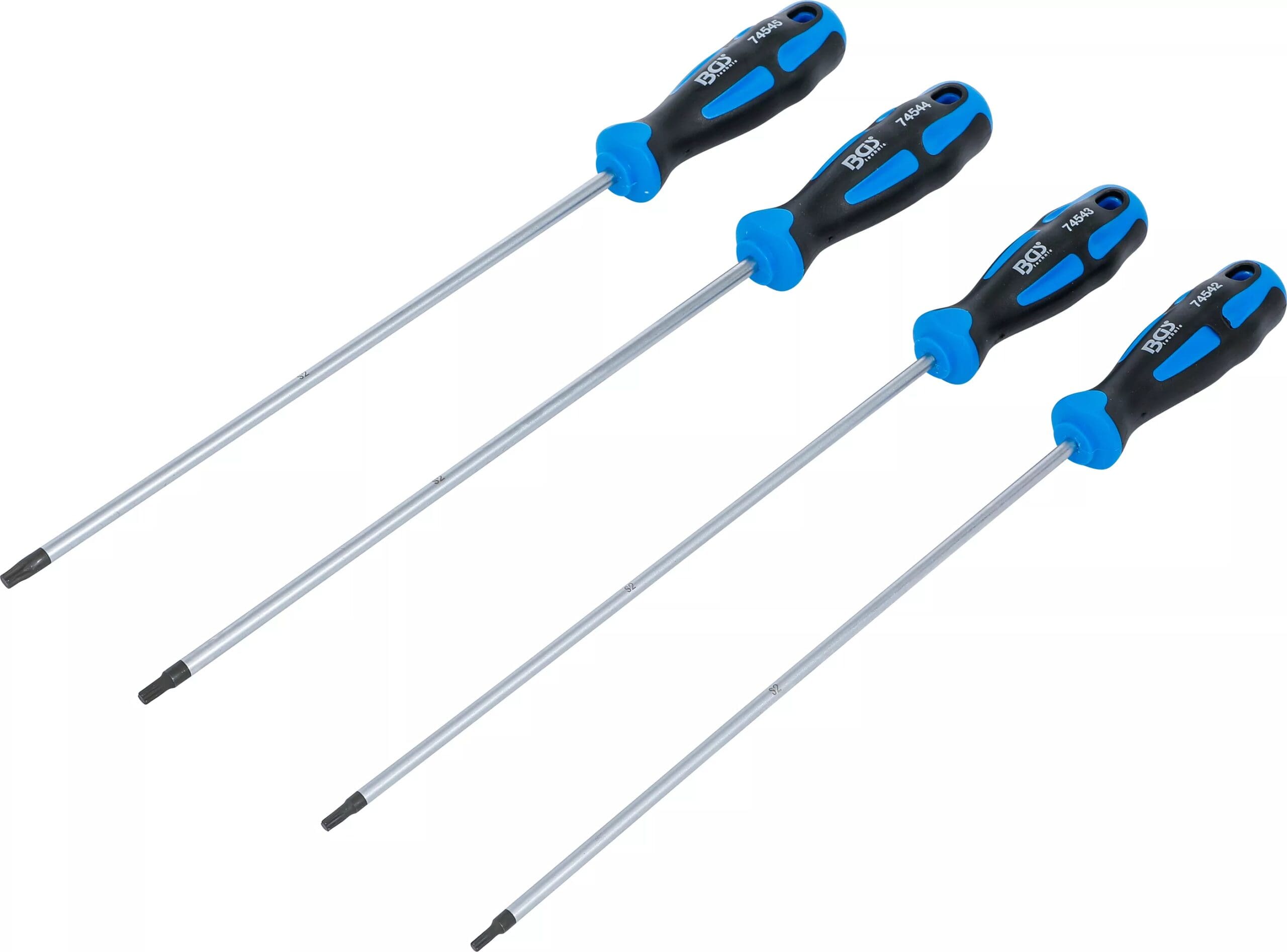 BGS technic Jeu de tournevis | extra longues | Profil T (pour Torx) T15 - T30 | 4 pièces