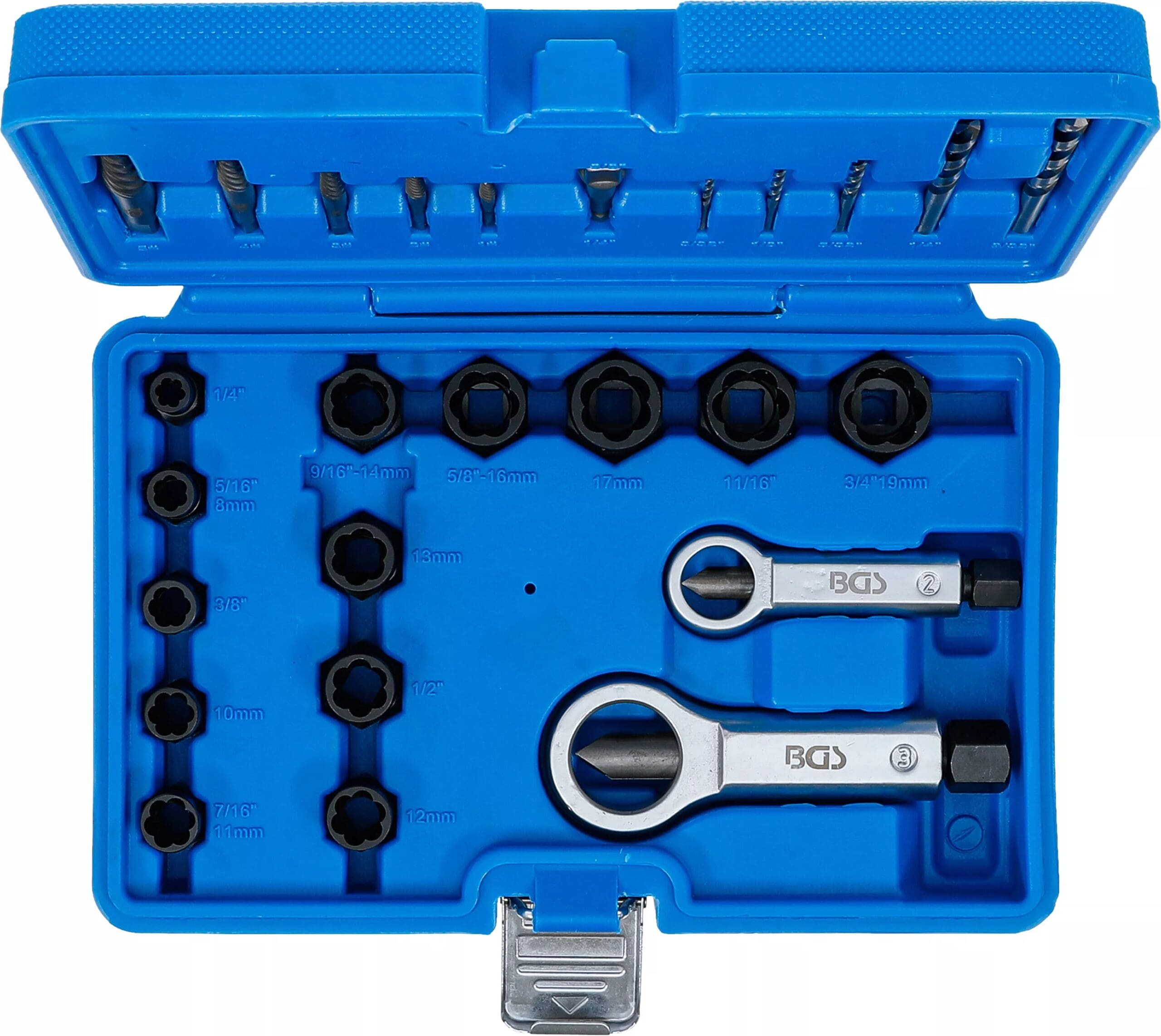 BGS technic Douille à profil spiralé / jeu d'extracteur de vis et de casse-écrous | 26 pcs. BGS technic Douille à profil spiralé / jeu d'extracteur de vis et de casse-écrous | 26 pcs.