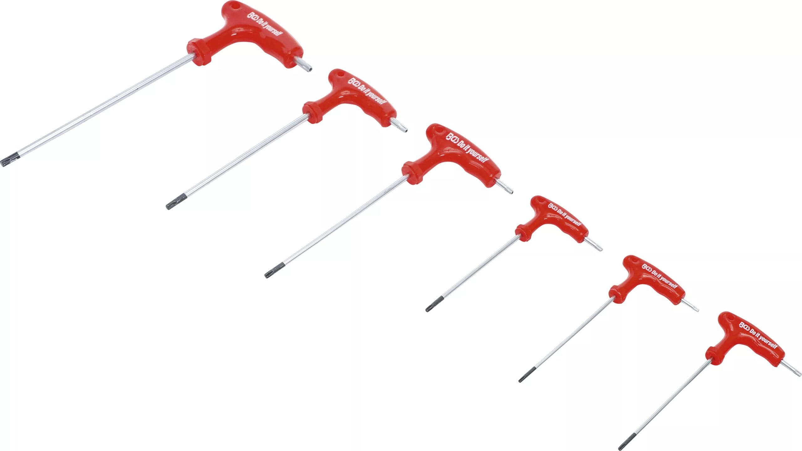 BGS technic Tournevis avec poignée en T | profil en T (pour Torx) avec perçage frontal T10 - T40 | 6 pièces