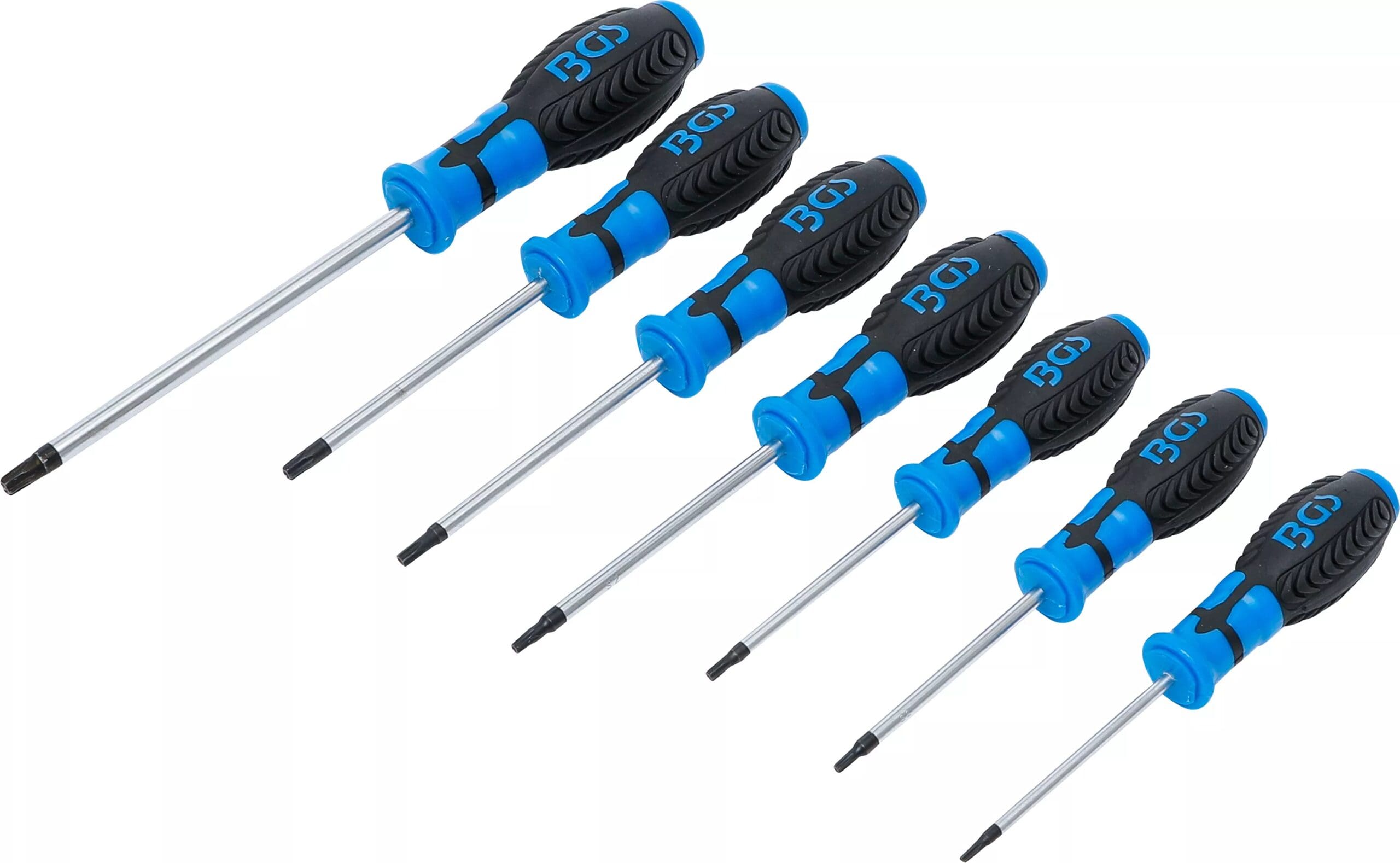 BGS technic Jeu de tournevis | Profil T (pour Torx) avec perçage | T10 - T40 | 7 pièces