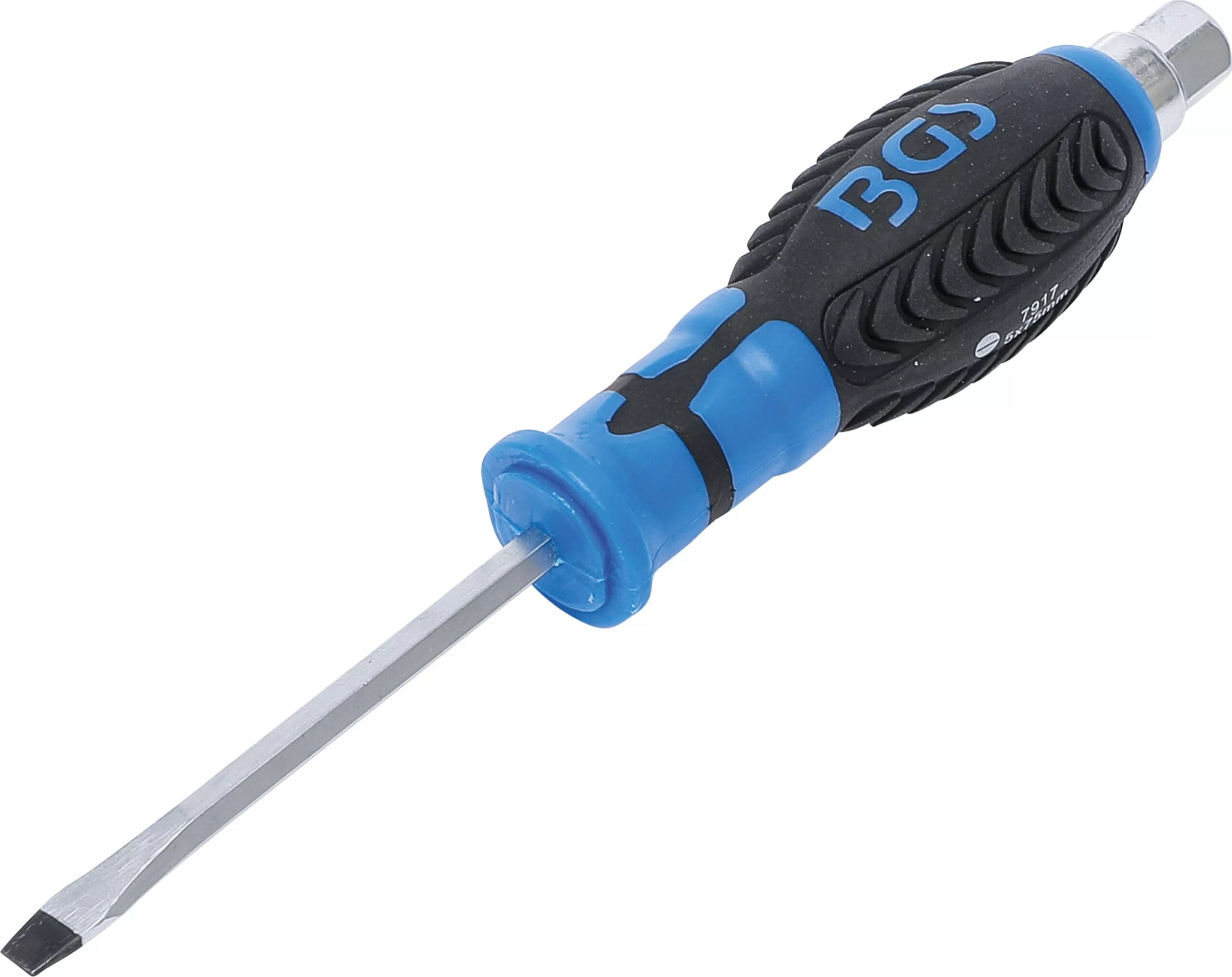 BGS technic Tournevis | avec Hexagonal mâle | fente 5 mm | longueur de la lame 75 mm